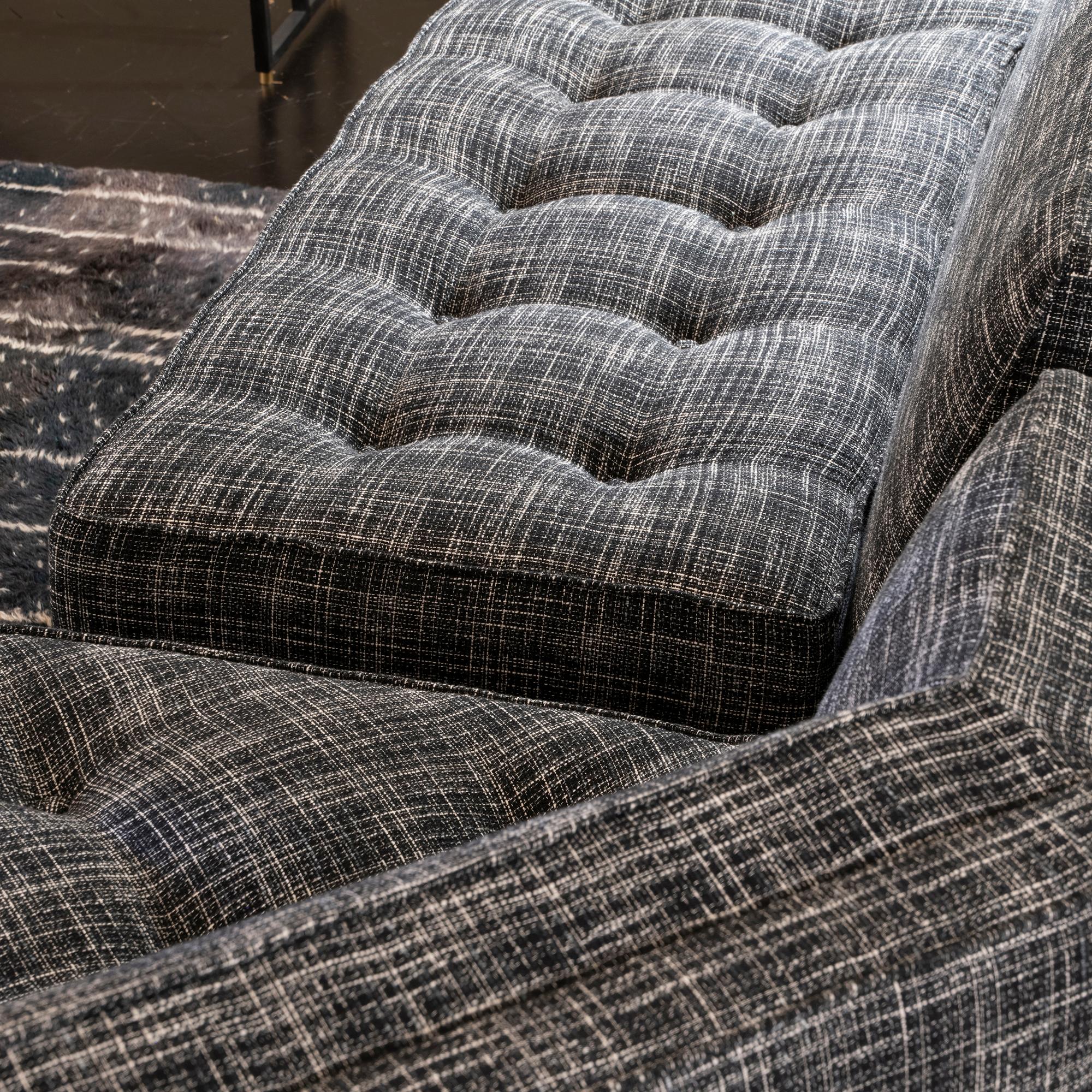 1950s Italian Three Pieces Modular Sofa, Black and White Fabric 5