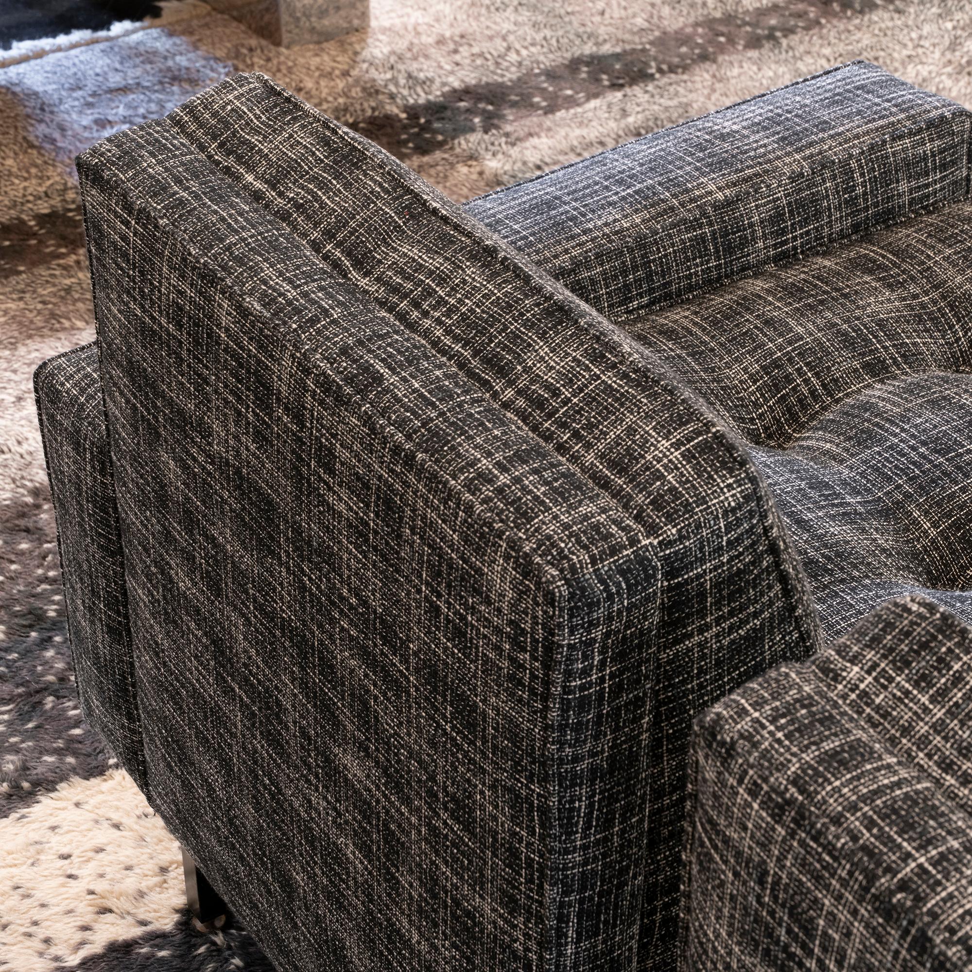 1950s Italian Three Pieces Modular Sofa, Black and White Fabric 6