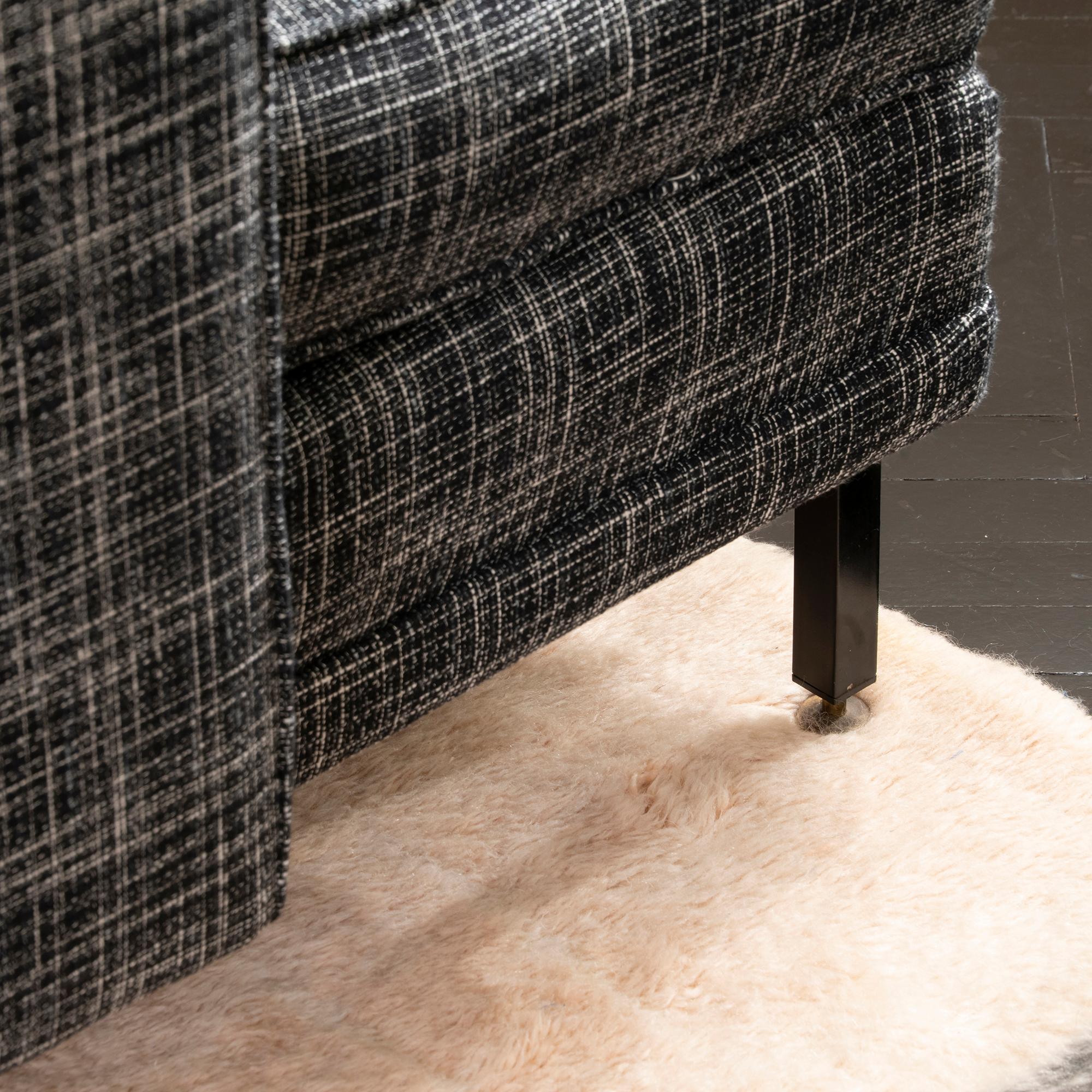 1950s Italian Three Pieces Modular Sofa, Black and White Fabric 7