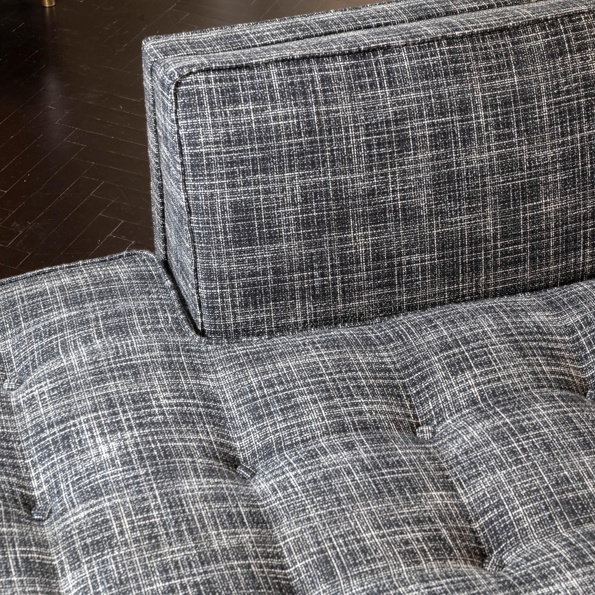 1950s Italian Three Pieces Modular Sofa, Black and White Fabric 3