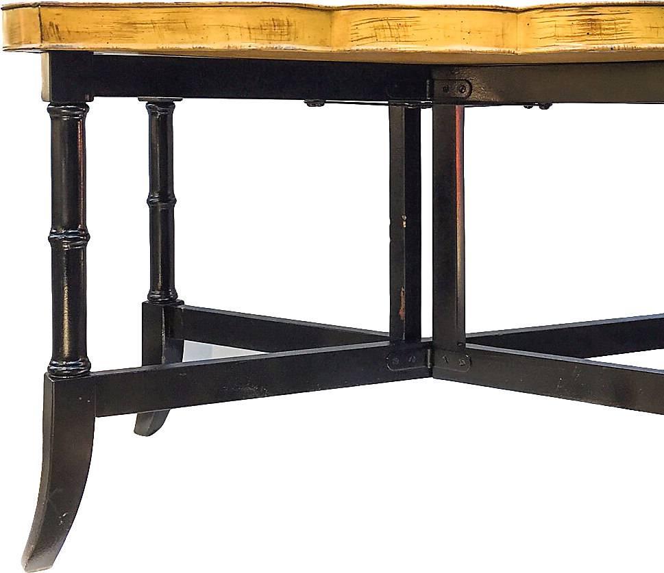 20th Century Italian Tole Chinoiserie Pagoda Tray Table on Faux Bamboo Base, 1950s For Sale