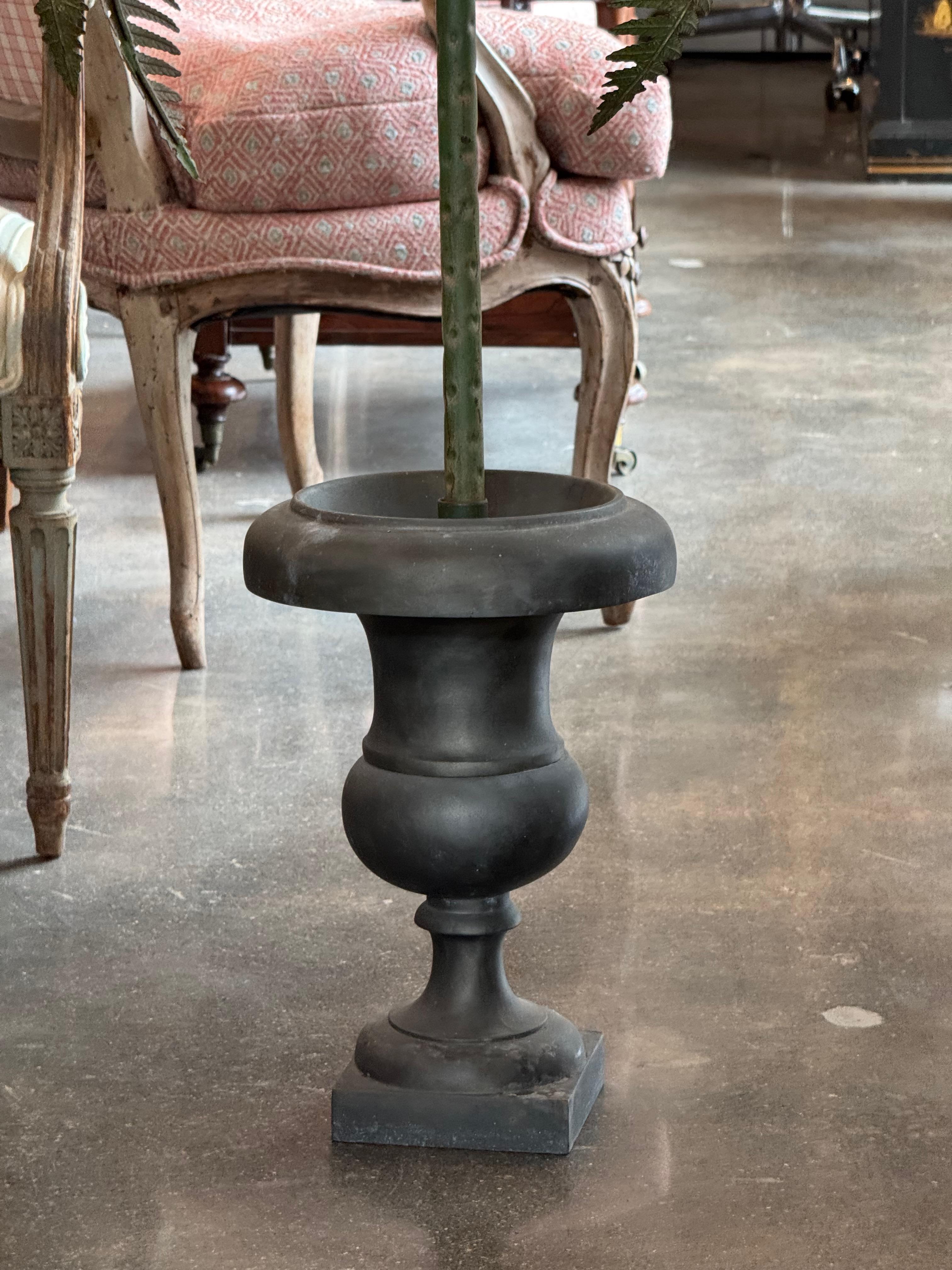 Mid-20th Century 1950s Italian Tole Palm Tree in Cast Iron Urn
