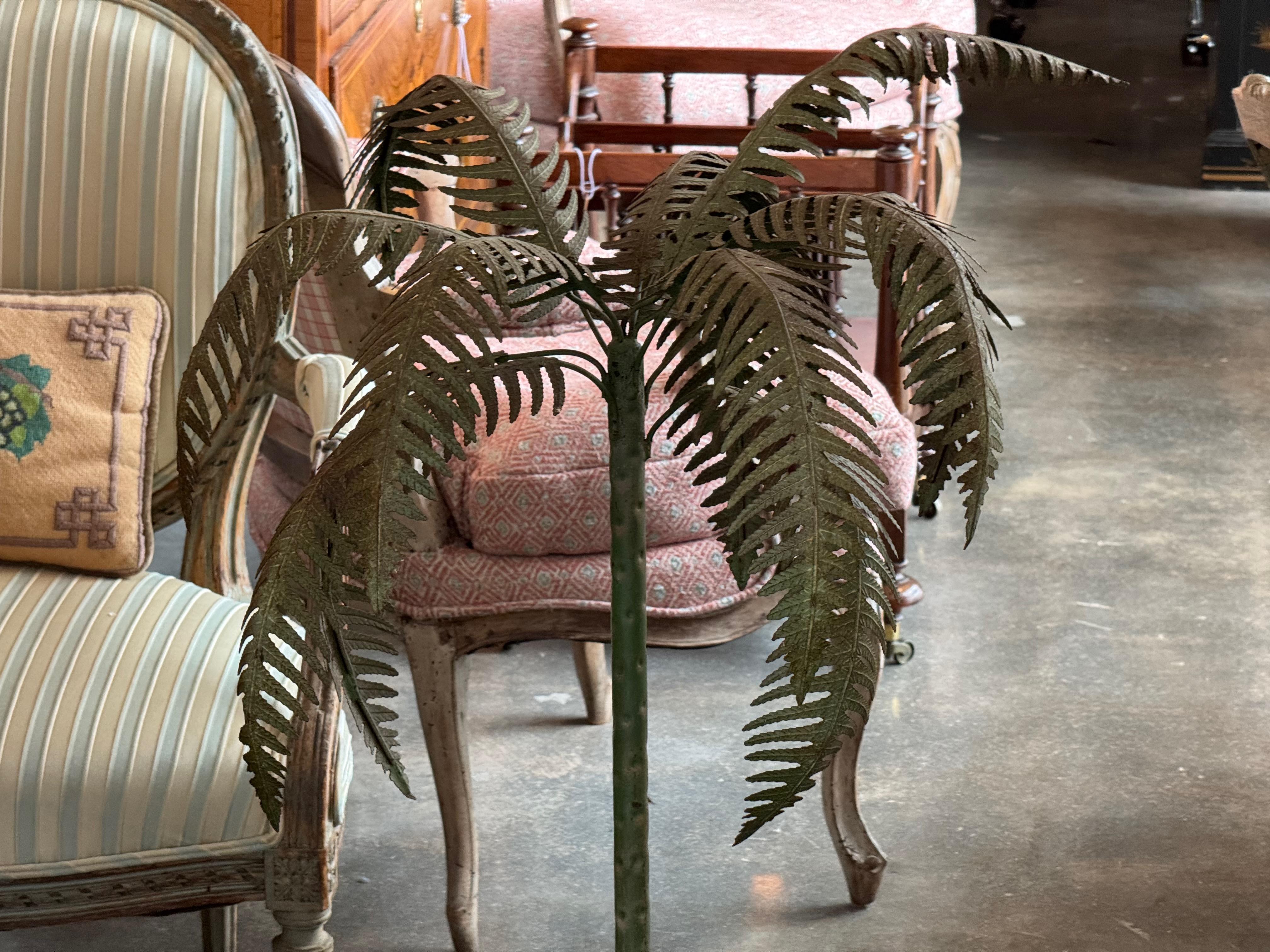 Metal 1950s Italian Tole Palm Tree in Cast Iron Urn