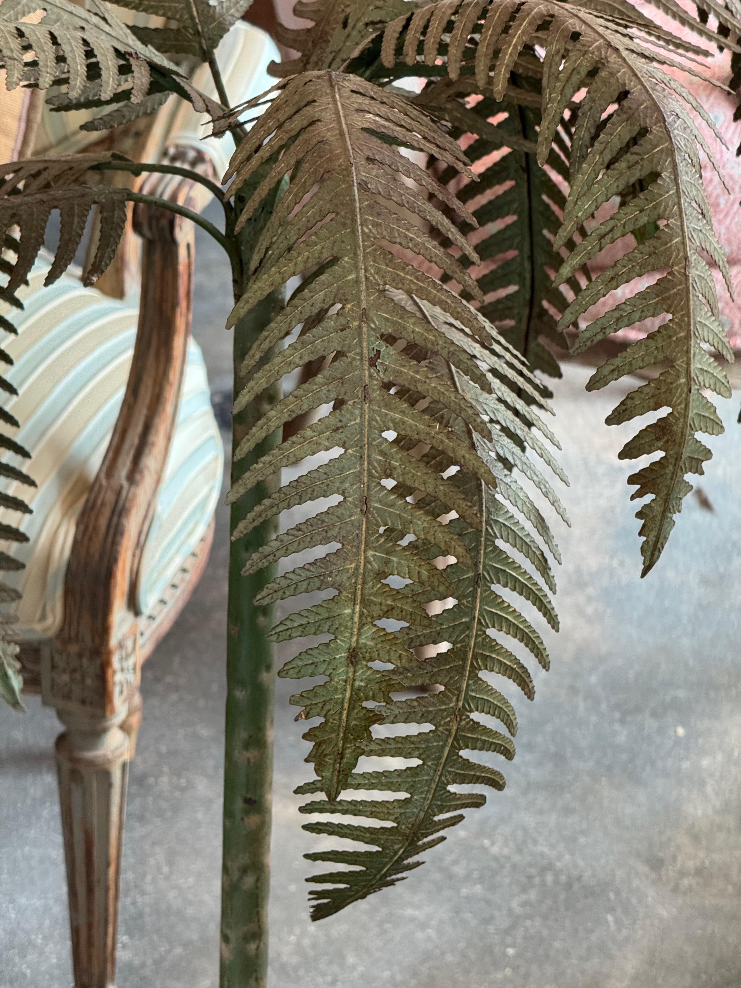 1950s Italian Tole Palm Tree in Cast Iron Urn 1