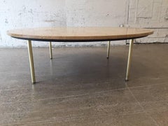 1950s Italian Travertine and Bronze Coffee Table