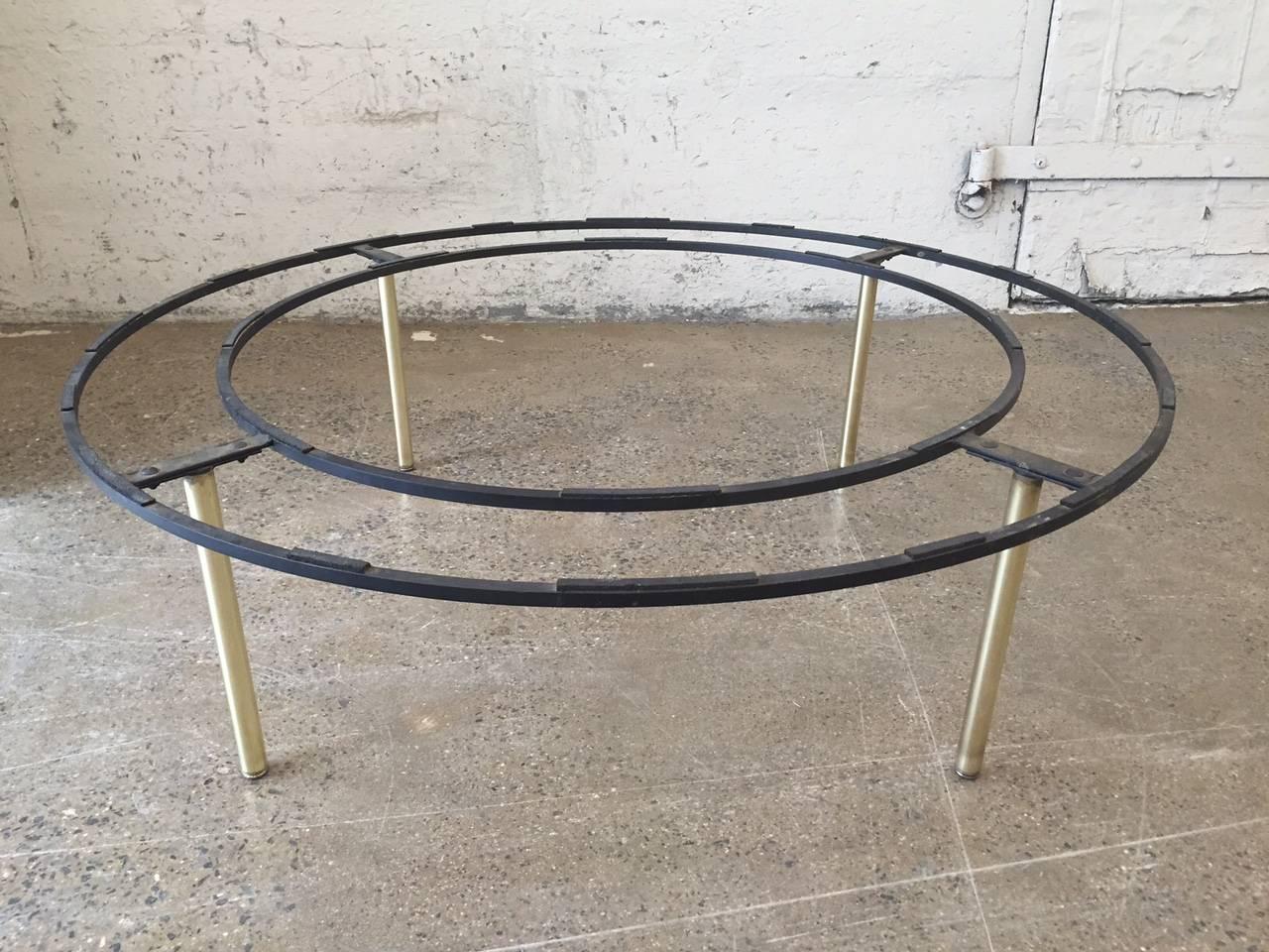1950s Italian Travertine and Bronze Coffee Table In Good Condition For Sale In New York, NY