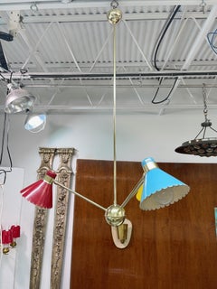 1950's Italian Tri-Colore Three Arm Chandelier