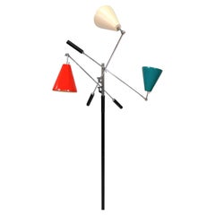 1950s Italian Triennale Floor Lamp by Arredoluce in Chrome, White, Red & Teal
