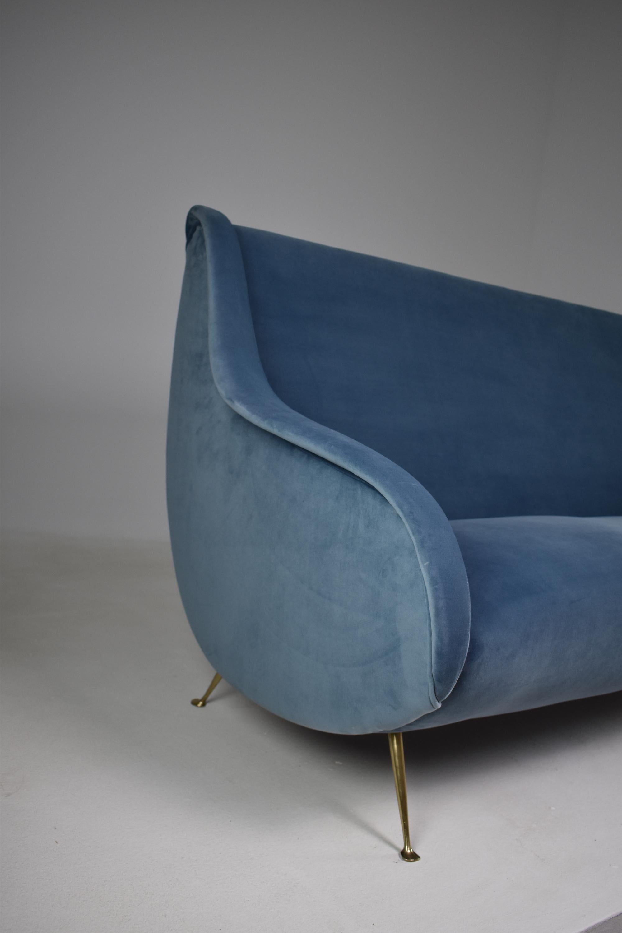1950's Italian Velvet Restored Sofa For Sale 3
