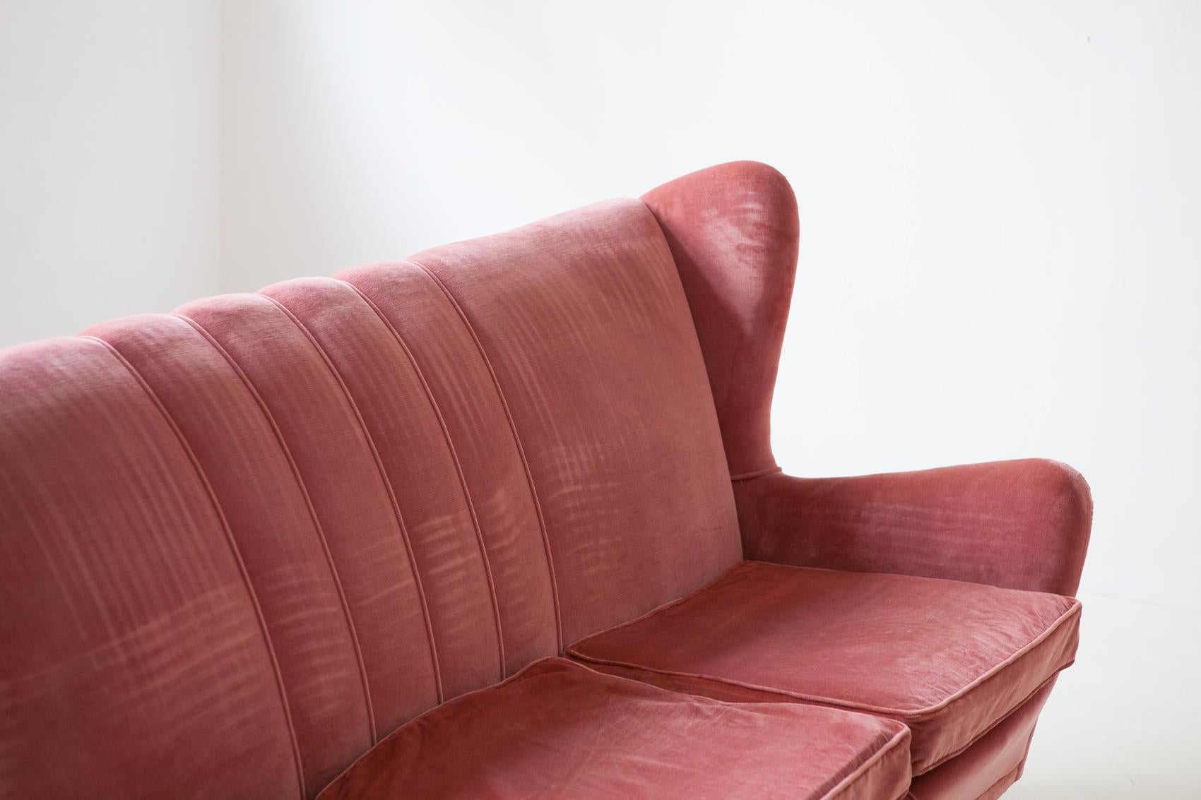 1950s Italian Velvet Sofa by I.S.A. Bergamo 4