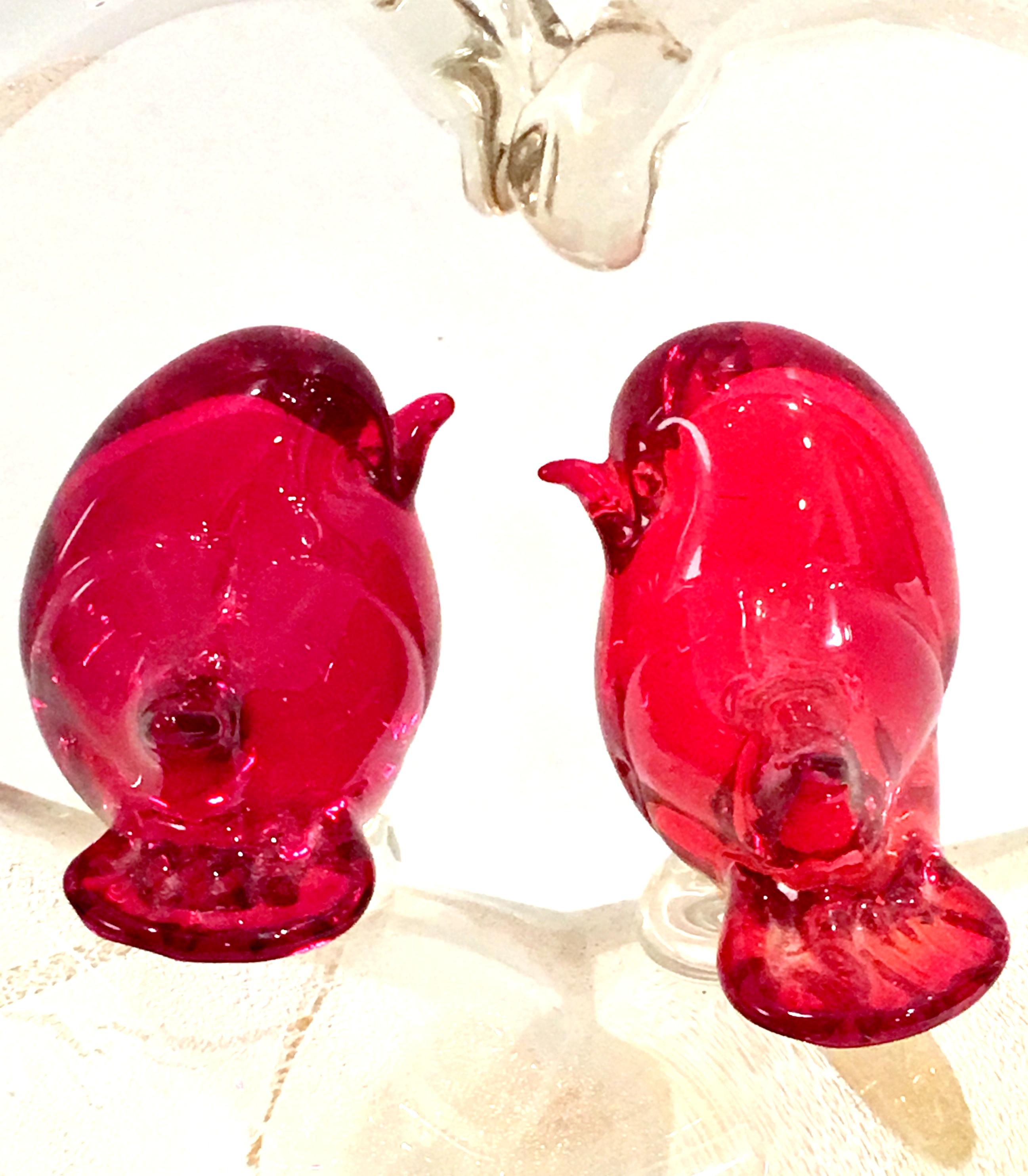20th Century 1950'S Italian Venezia Murano Glass Love Birds Heart Sculpture For Sale