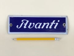 1950s Italian Vintage Blue Enamel Metal "Come On In" Sign, "Avanti"