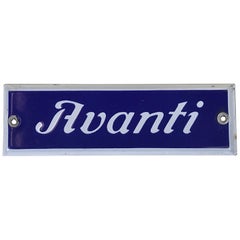 1950s Italian Vintage Blue Enamel Metal "Come On In" Sign, "Avanti"