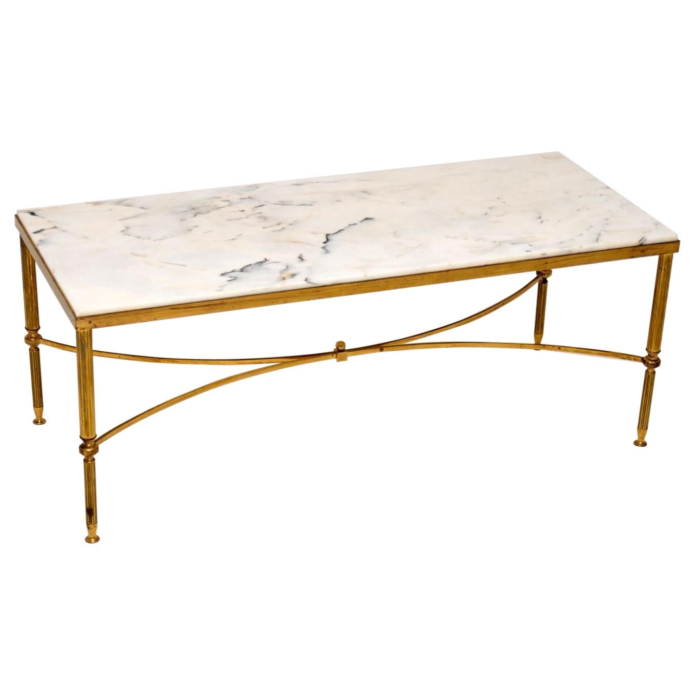 1950s Italian Vintage Brass and Marble Coffee Table