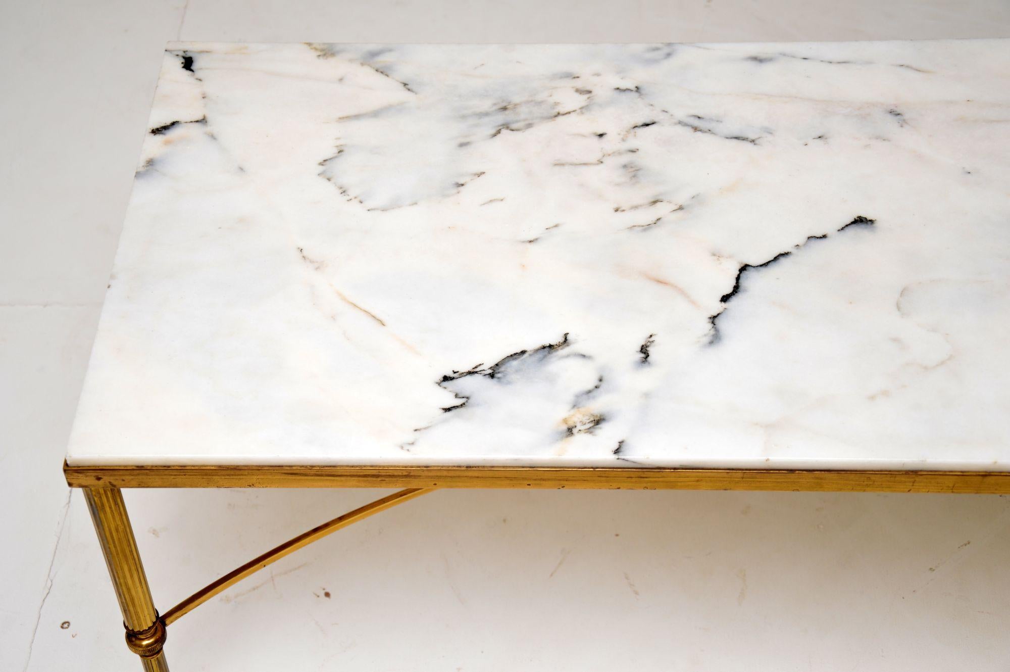 Mid-Century Modern 1950s Italian Vintage Brass and Marble Coffee Table