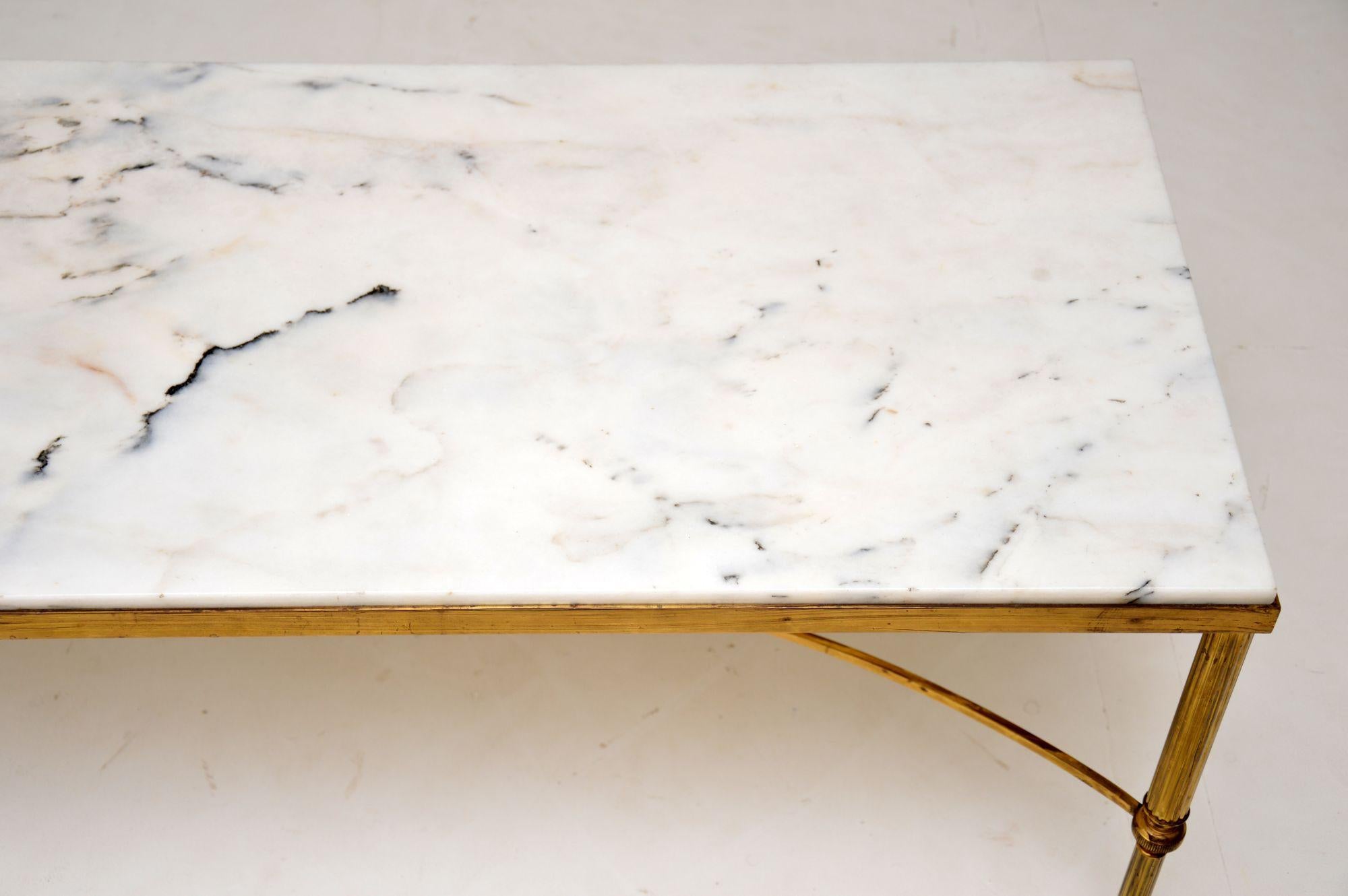 1950s Italian Vintage Brass and Marble Coffee Table In Good Condition In London, GB