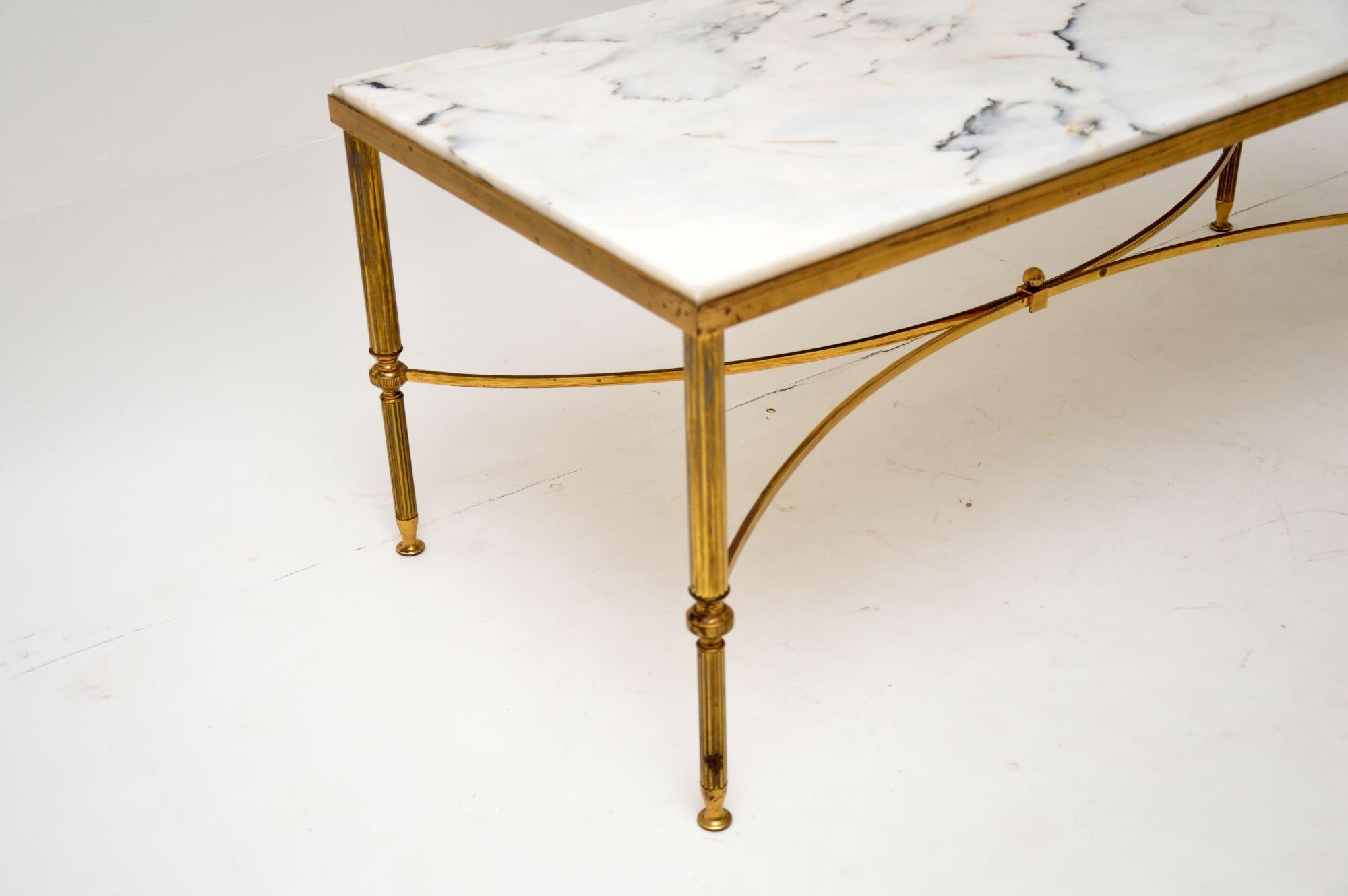 20th Century 1950s Italian Vintage Brass and Marble Coffee Table