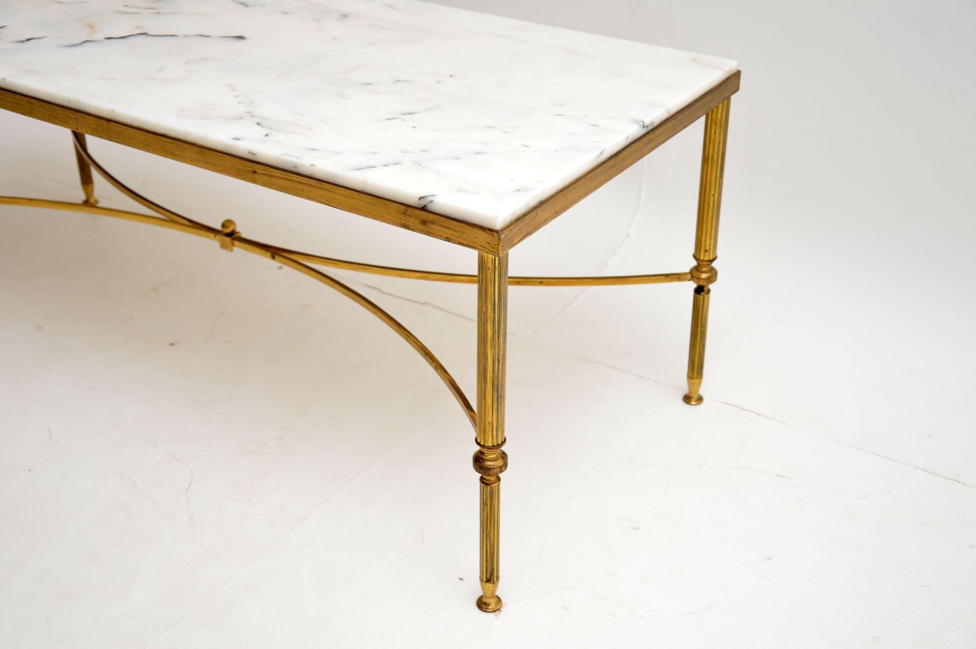 1950s Italian Vintage Brass and Marble Coffee Table 1