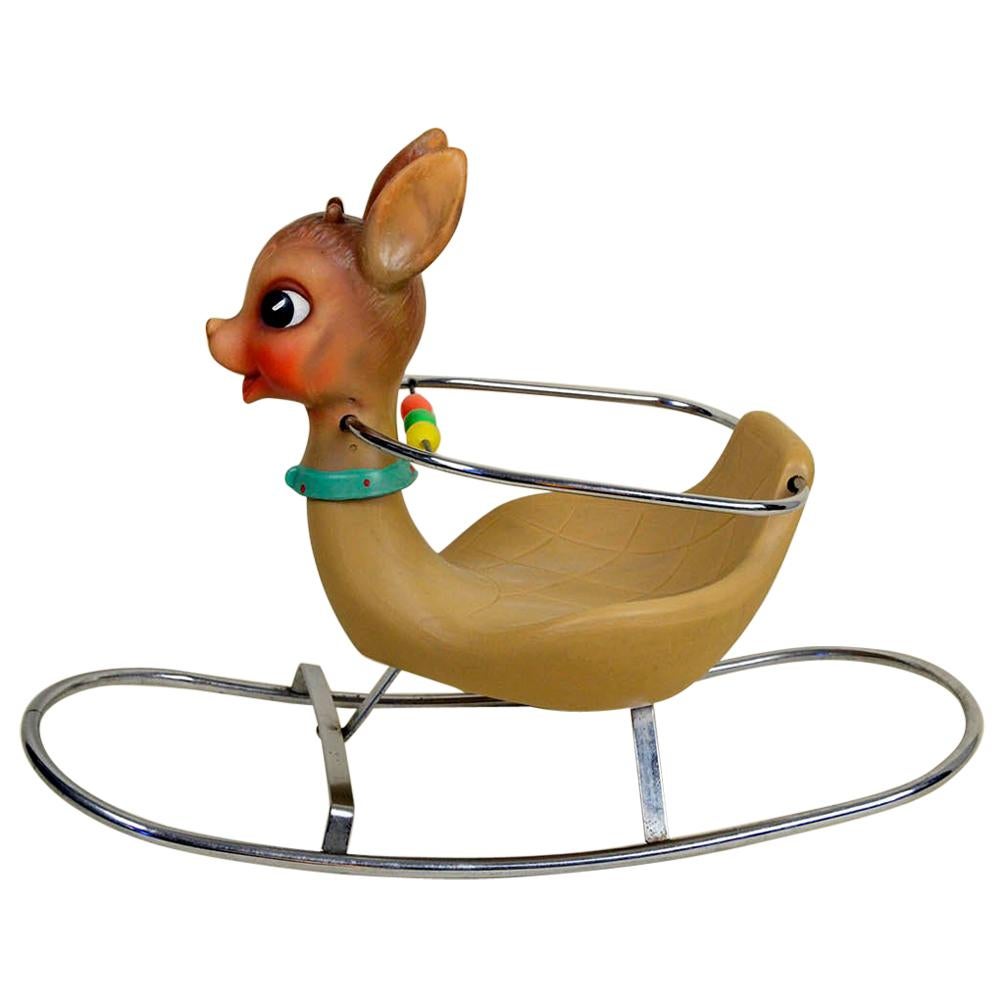 1950s Italian Vintage Deer Baby Rocking Horse Nursery Toy, Design by Canova  For Sale at 1stDibs