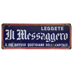 1950s, Italian Vintage Enamel Il Messaggero Rome
s Newspaper Sign