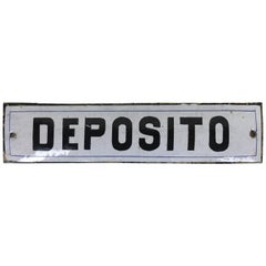 1950s Italian Vintage Enamel Metal Storage Sign "Deposito"