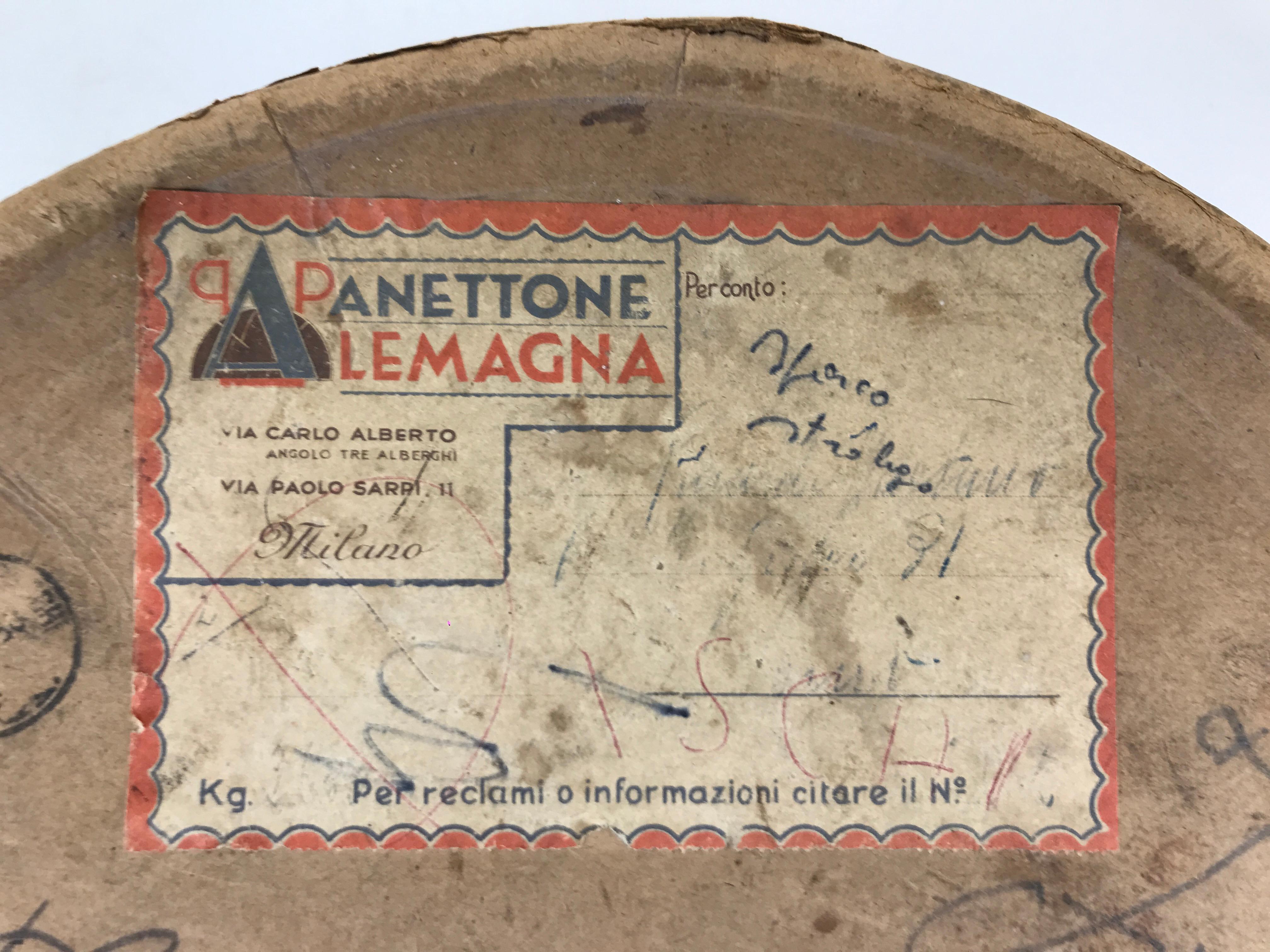 1950s Italian Vintage Original Cardboard Box Panettone Alemagna Milano For Sale 2