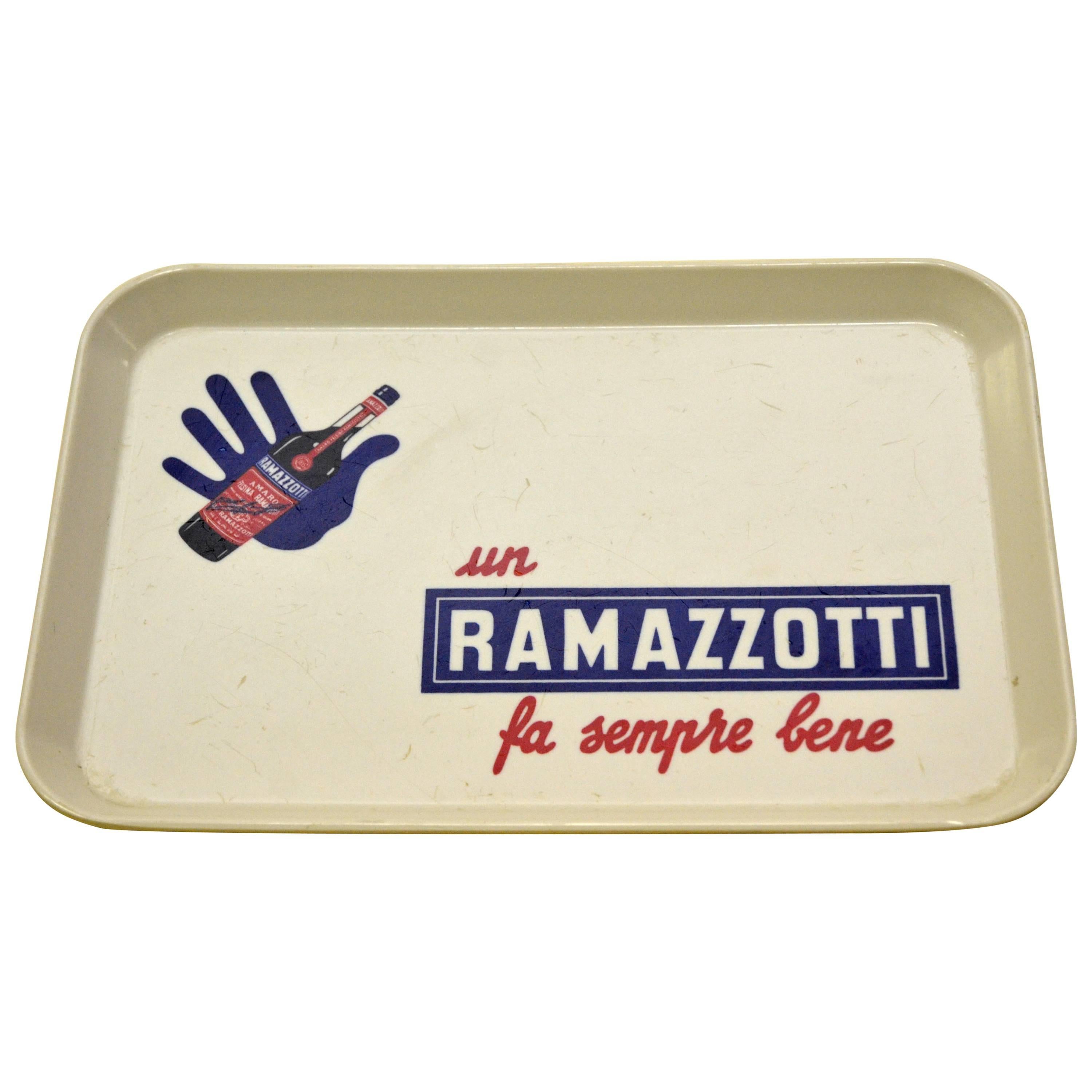 1950s Italian Vintage Plastic Ramazzotti Rectangular Bar Tray For Sale