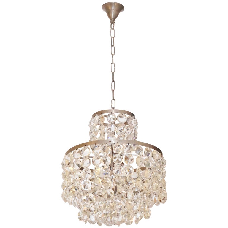 White Murano Glass Round Chandelier, Crystal Chandelier With Drum Shaders