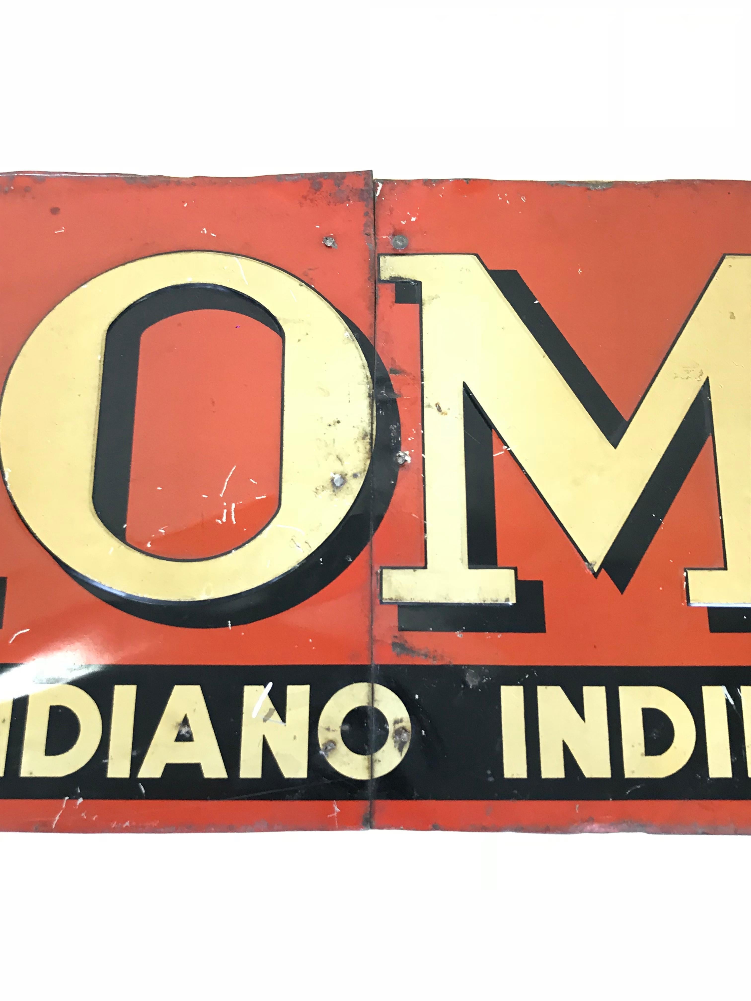 1950s Italian Vintage Transferpinted Red and Cream Roma Newspaper Sign 2