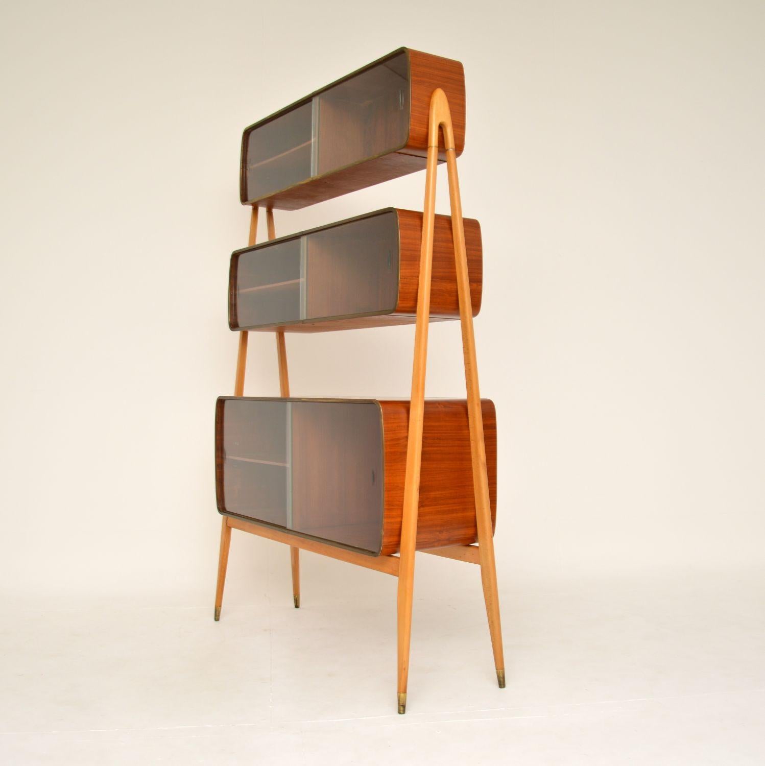 Mid-Century Modern 1950's Italian Vintage Walnut Cabinet / Room Divider