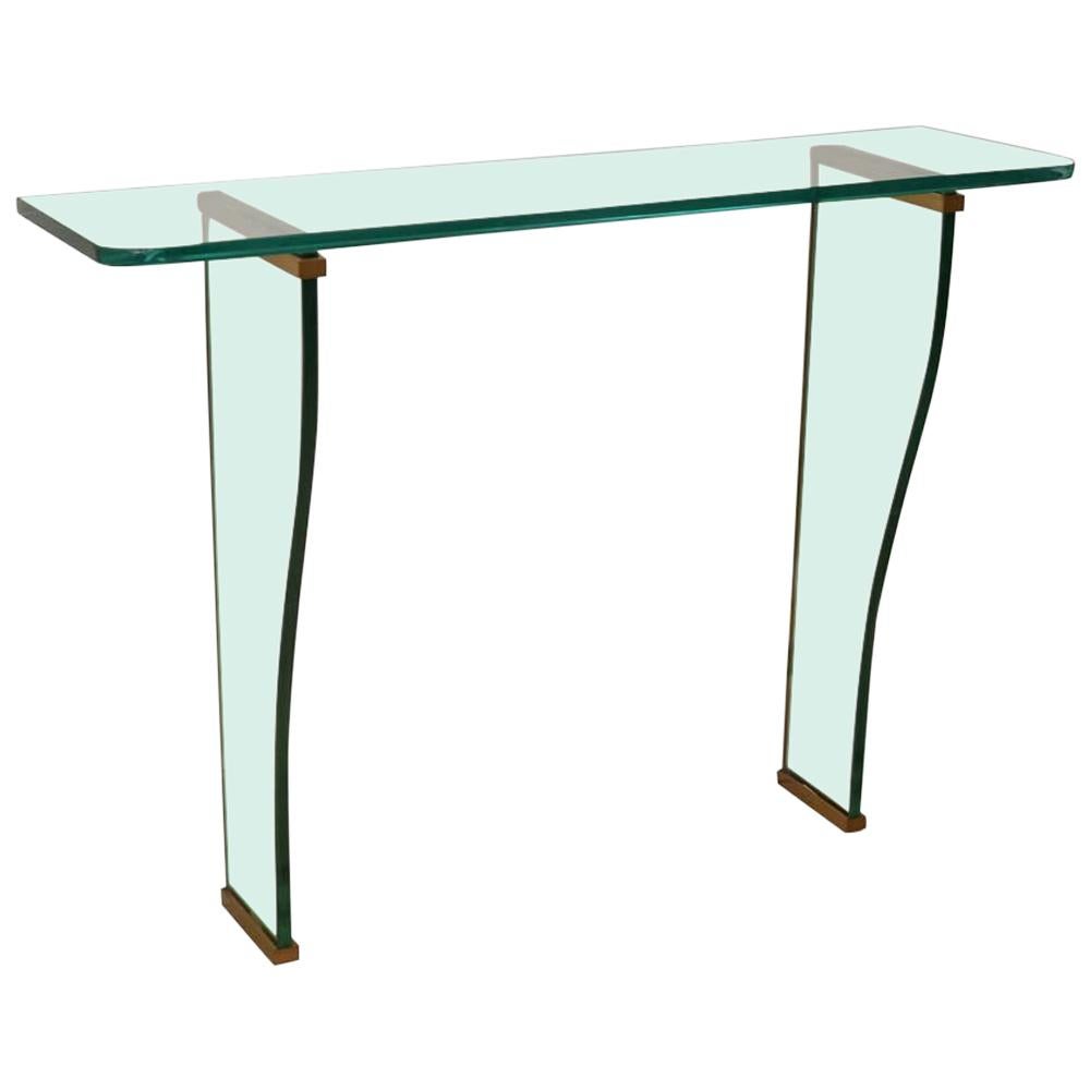 1950s Italian Wall Mount Console Table in Glass Design Fontana Arte Attributed