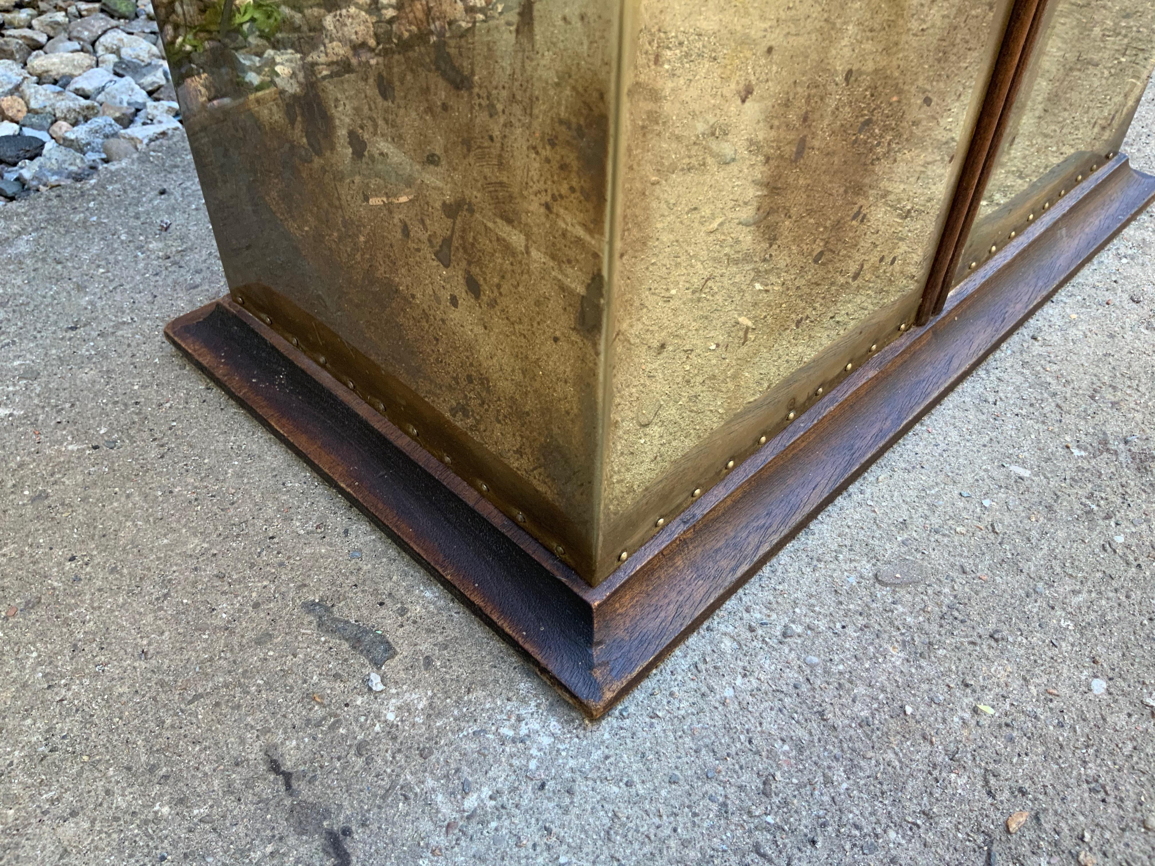 1950s Italian Walnut and Brass Umbrella Stand 7