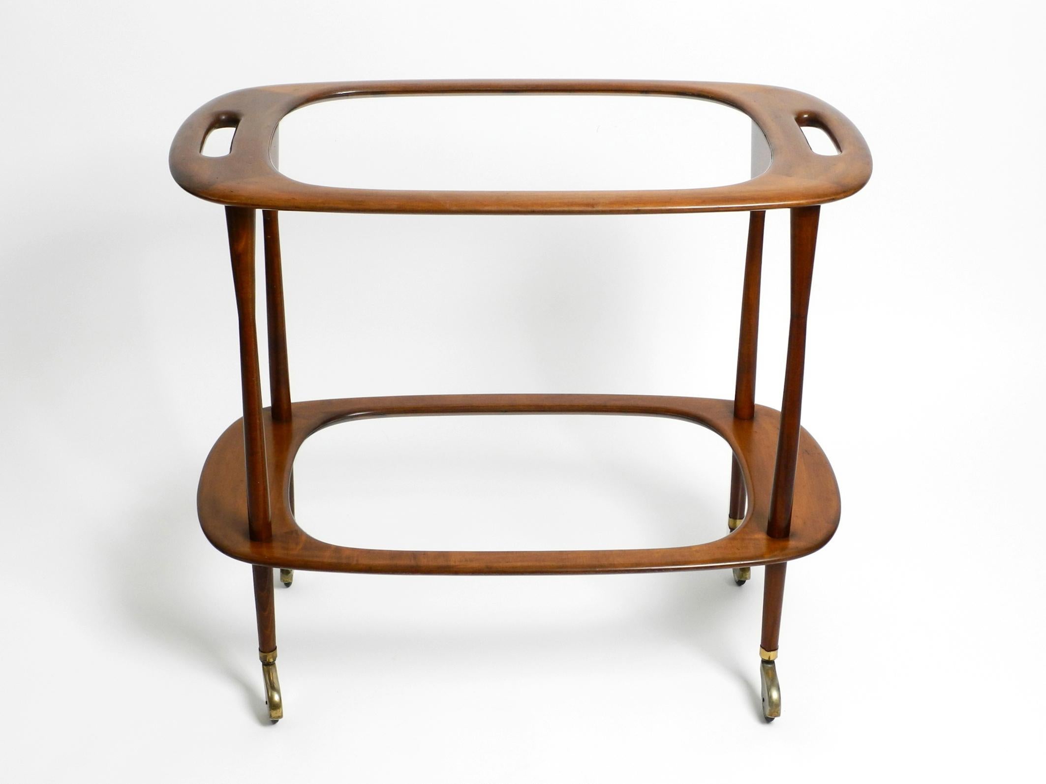 1950s Italian walnut and glass bar or serving cart by Cesare Lacca for Cassina 4