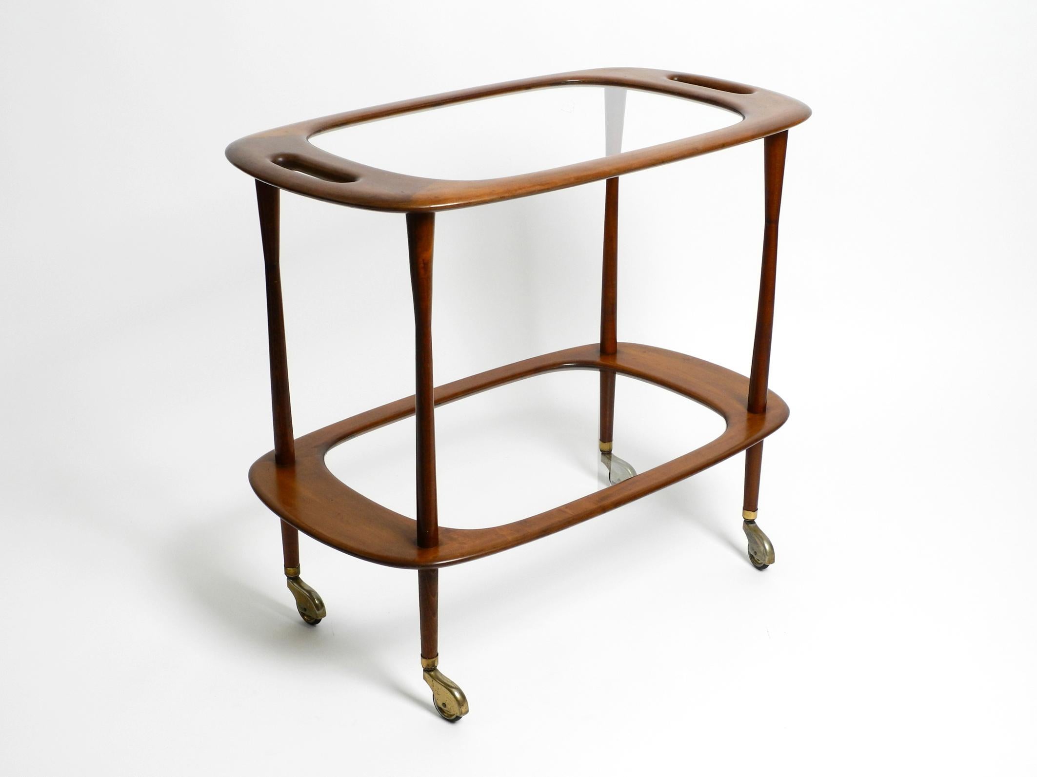 1950s Italian walnut and glass bar or serving cart by Cesare Lacca for Cassina 5