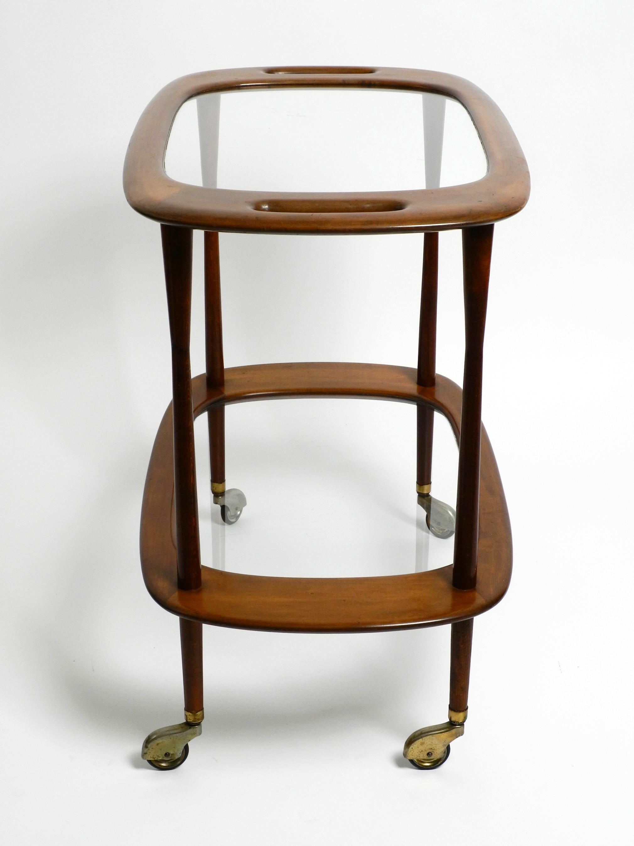 1950s Italian walnut and glass bar or serving cart by Cesare Lacca for Cassina 6