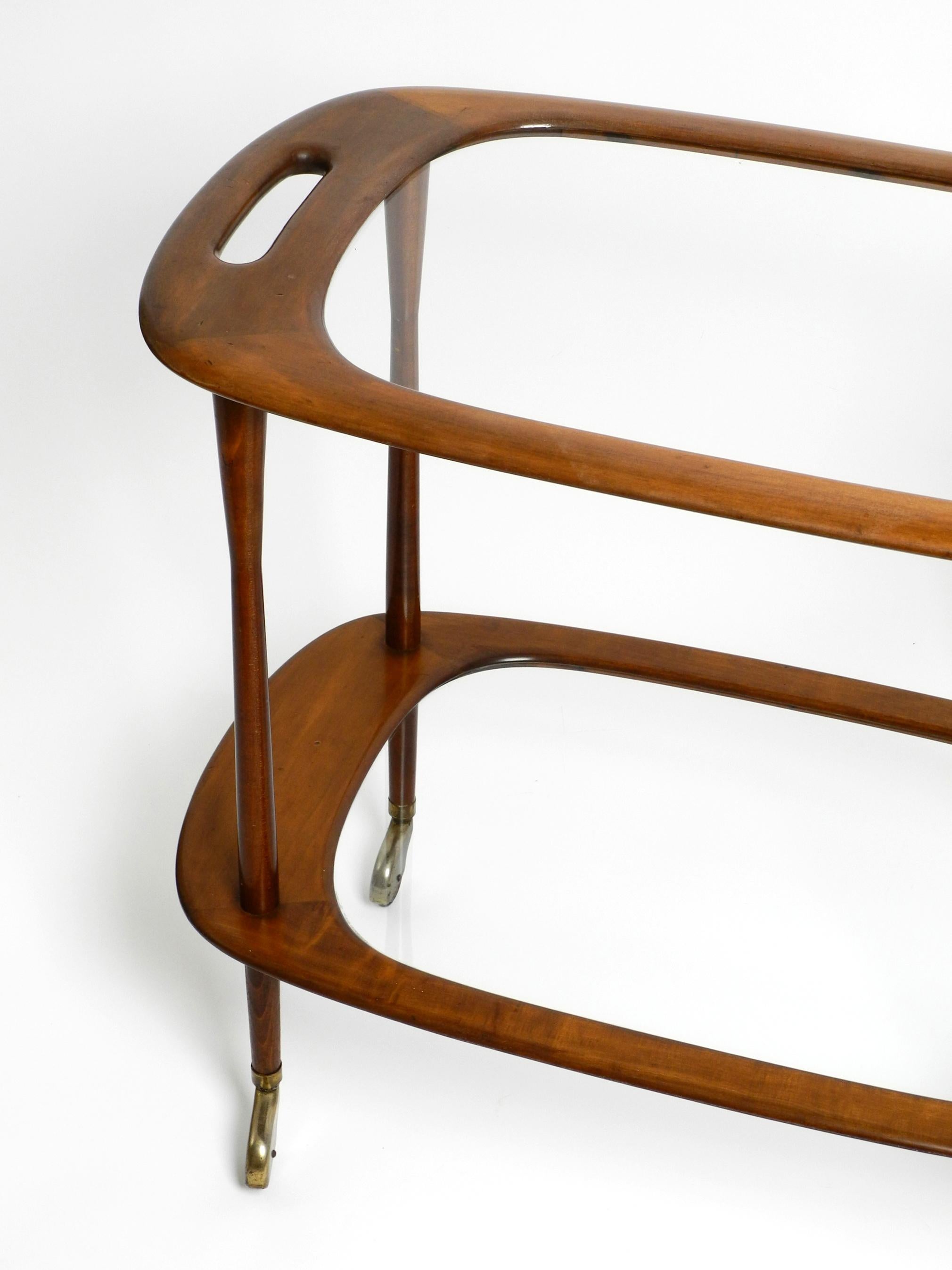 1950s Italian walnut and glass bar or serving cart by Cesare Lacca for Cassina 8