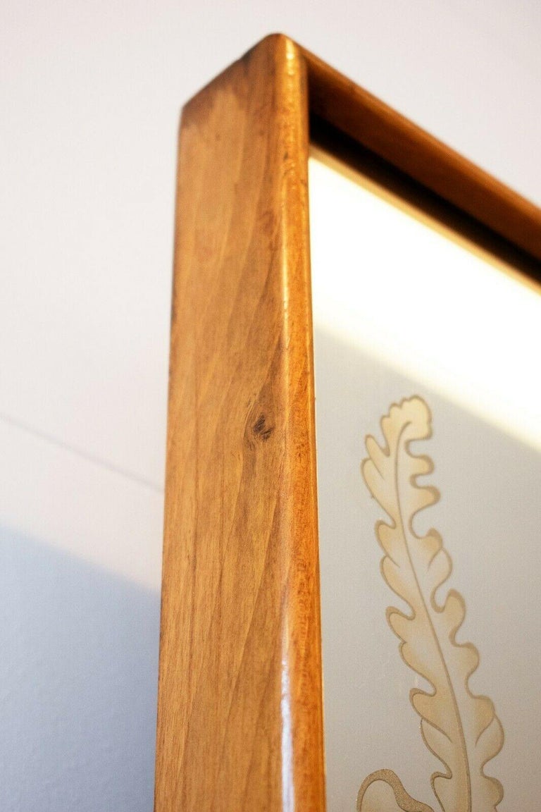 Italian Walnut Mirror Hall Stand, Original Glass, Art Deco Style, 1950