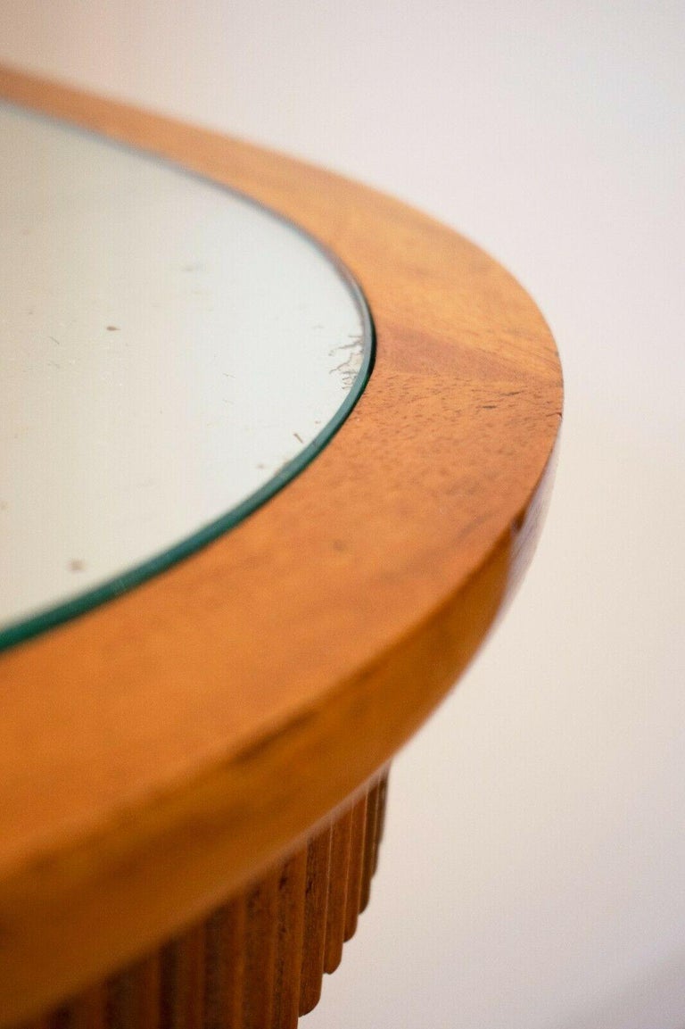 Italian Walnut Mirror Hall Stand, Original Glass, Art Deco Style, 1950