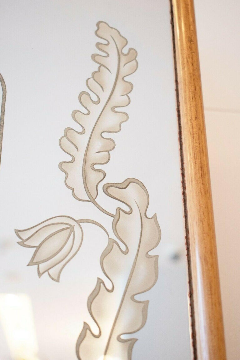 Italian Walnut Mirror Hall Stand, Original Glass, Art Deco Style, 1950