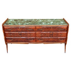 1950s Italian Walnut Sideboard Credenza Ico Parisi with Marble Effect