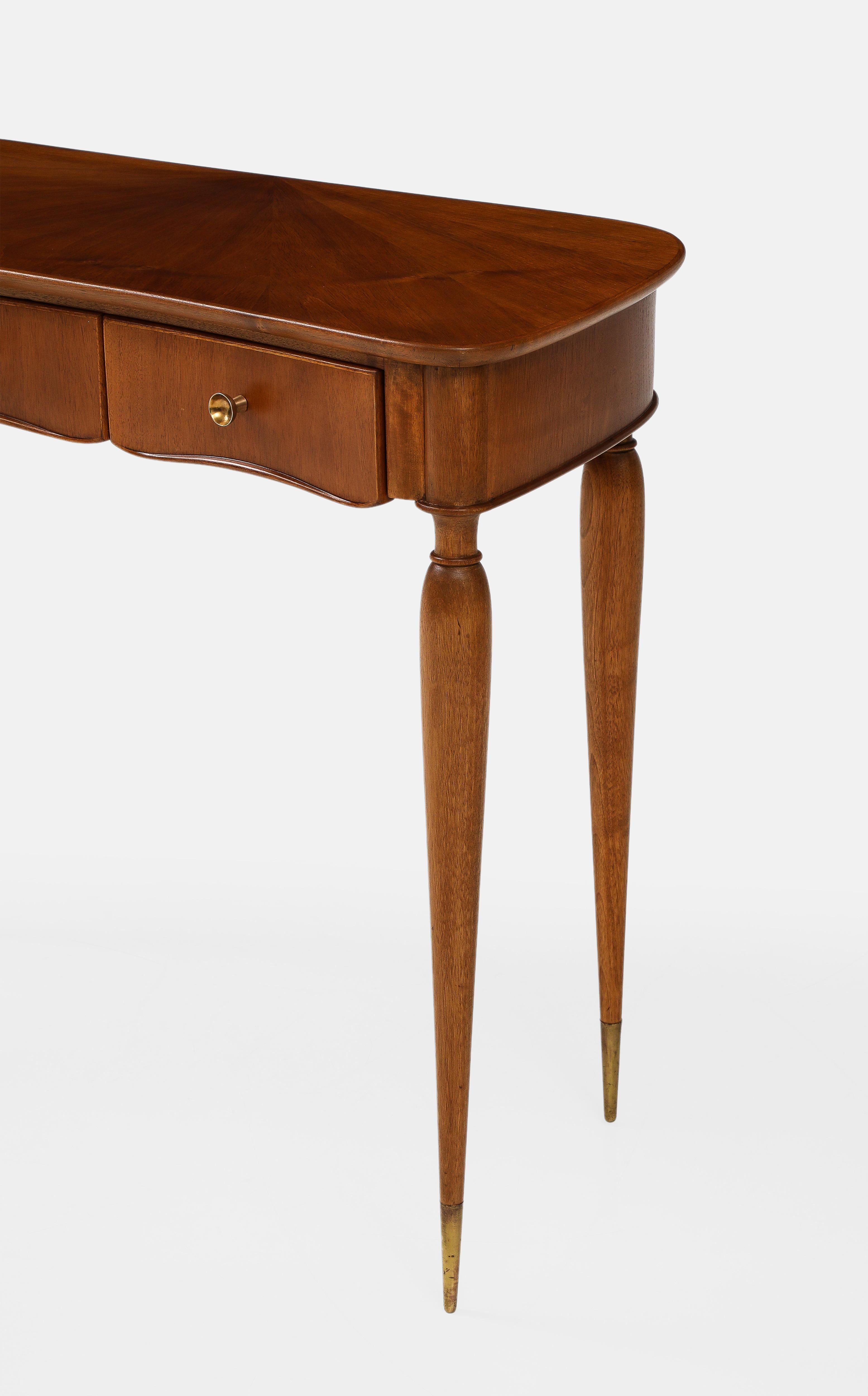 1950s Italian Walnut Wood Console or Vanity Dressing Table 5