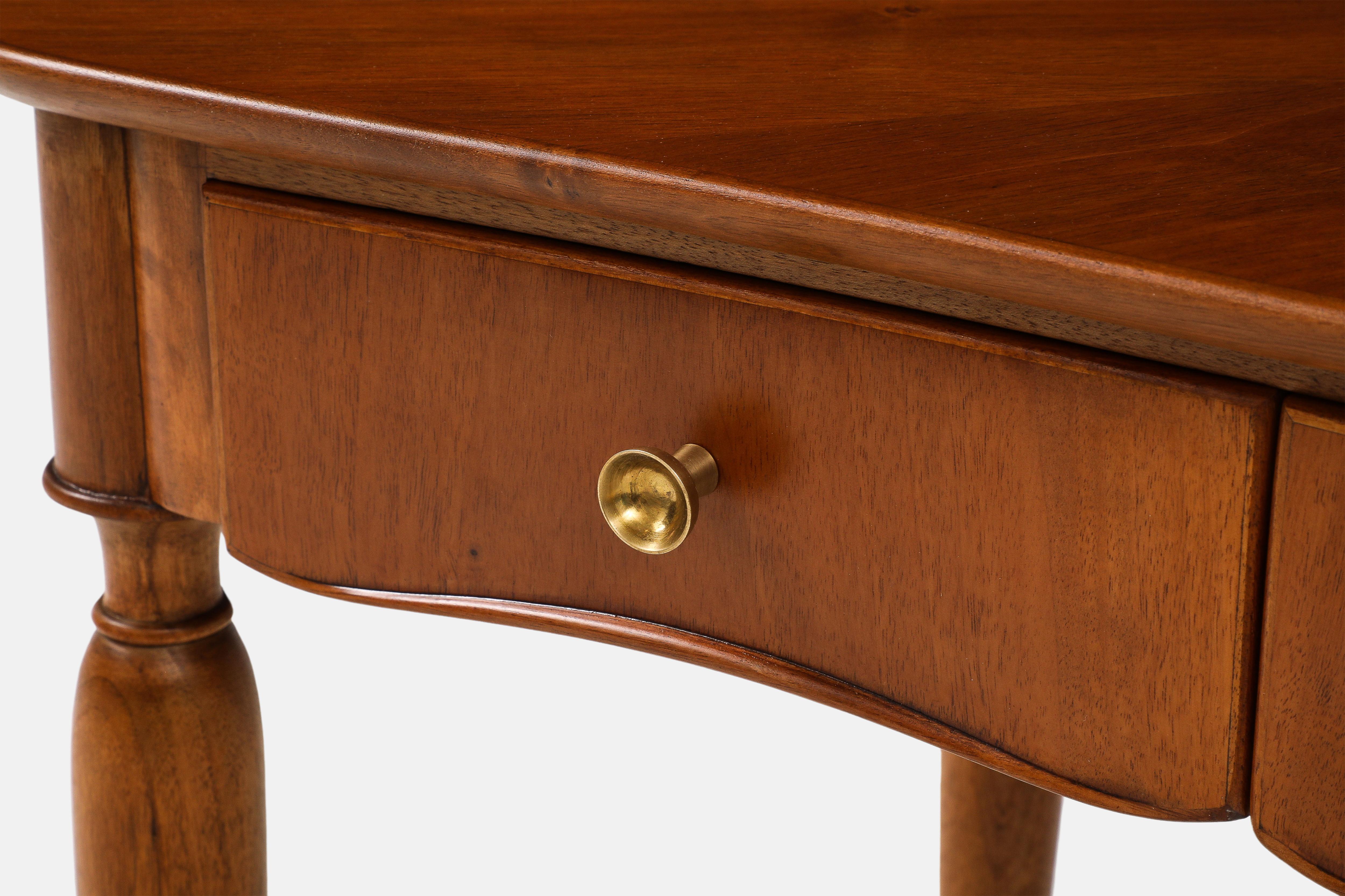 1950s Italian Walnut Wood Console or Vanity Dressing Table For Sale 6