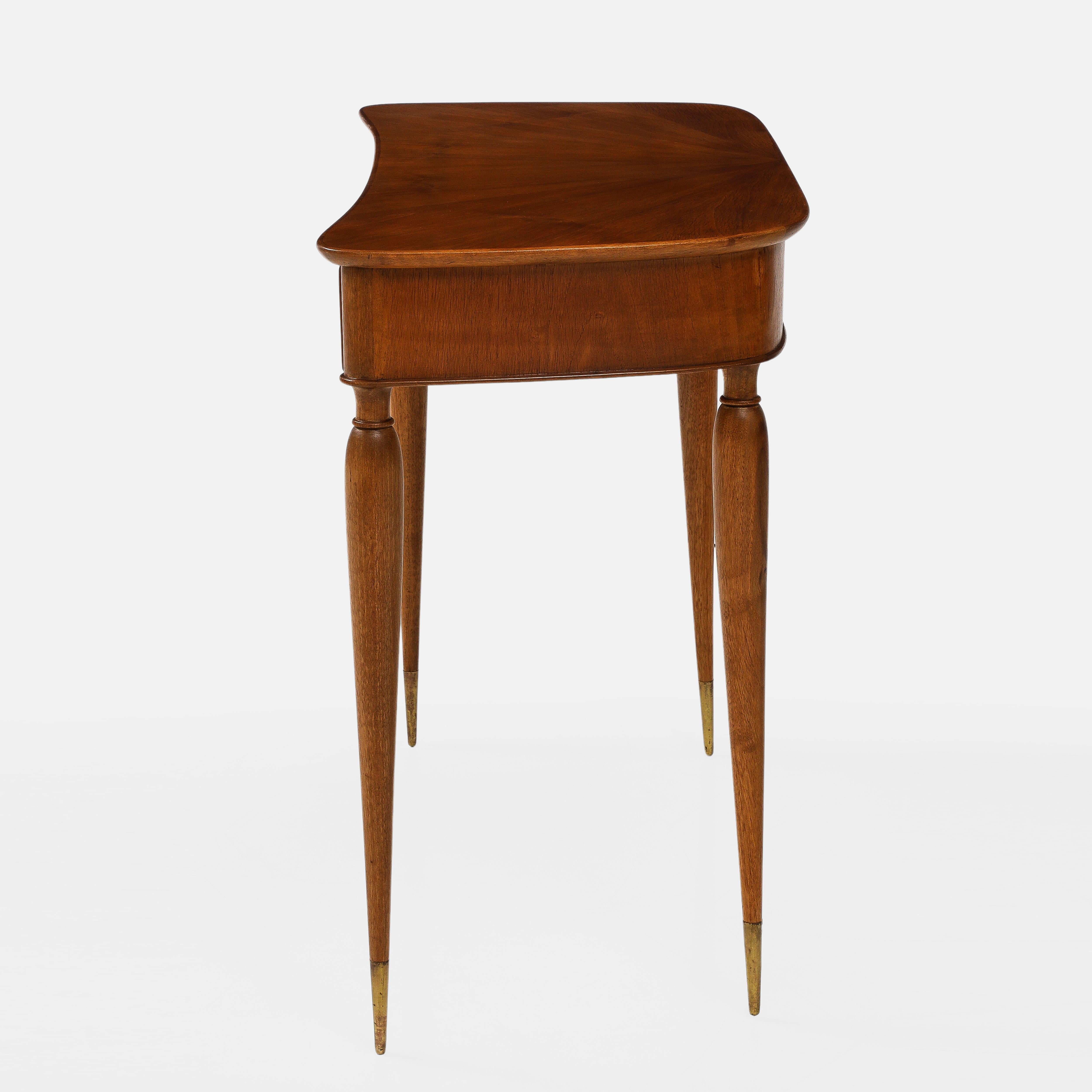 Mid-Century Modern 1950s Italian Walnut Wood Console or Vanity Dressing Table