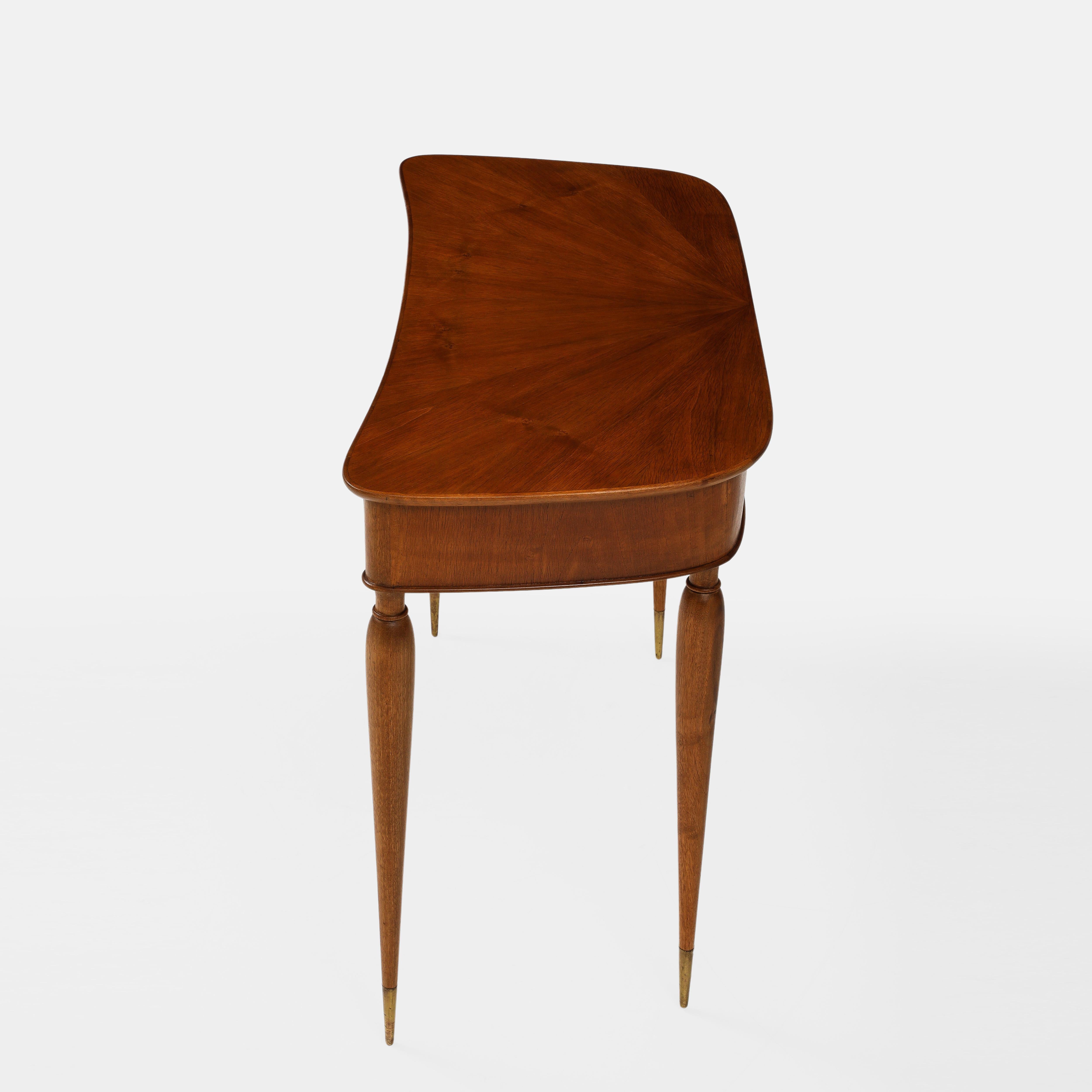 1950s Italian Walnut Wood Console or Vanity Dressing Table In Good Condition In New York, NY