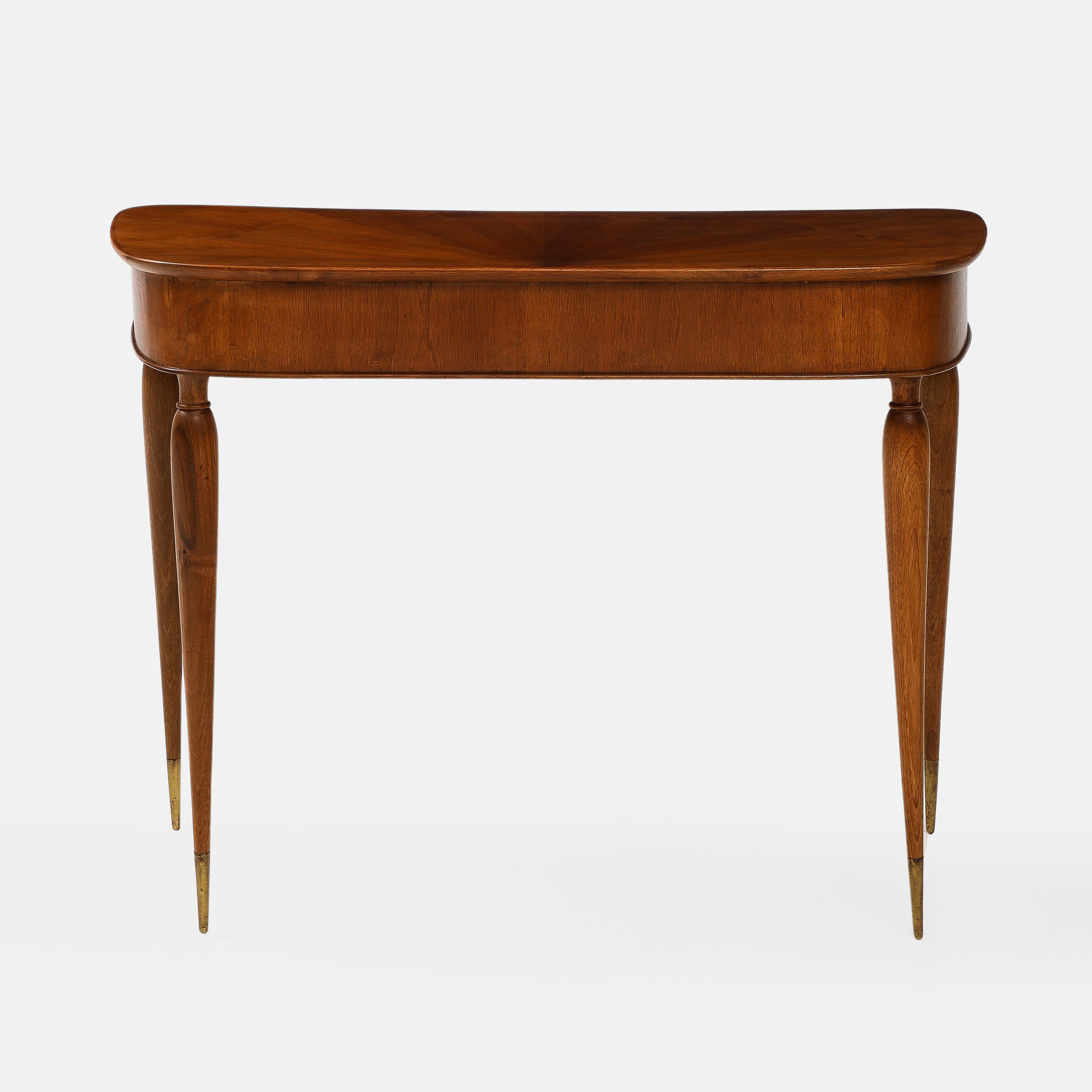 Mid-20th Century 1950s Italian Walnut Wood Console or Vanity Dressing Table