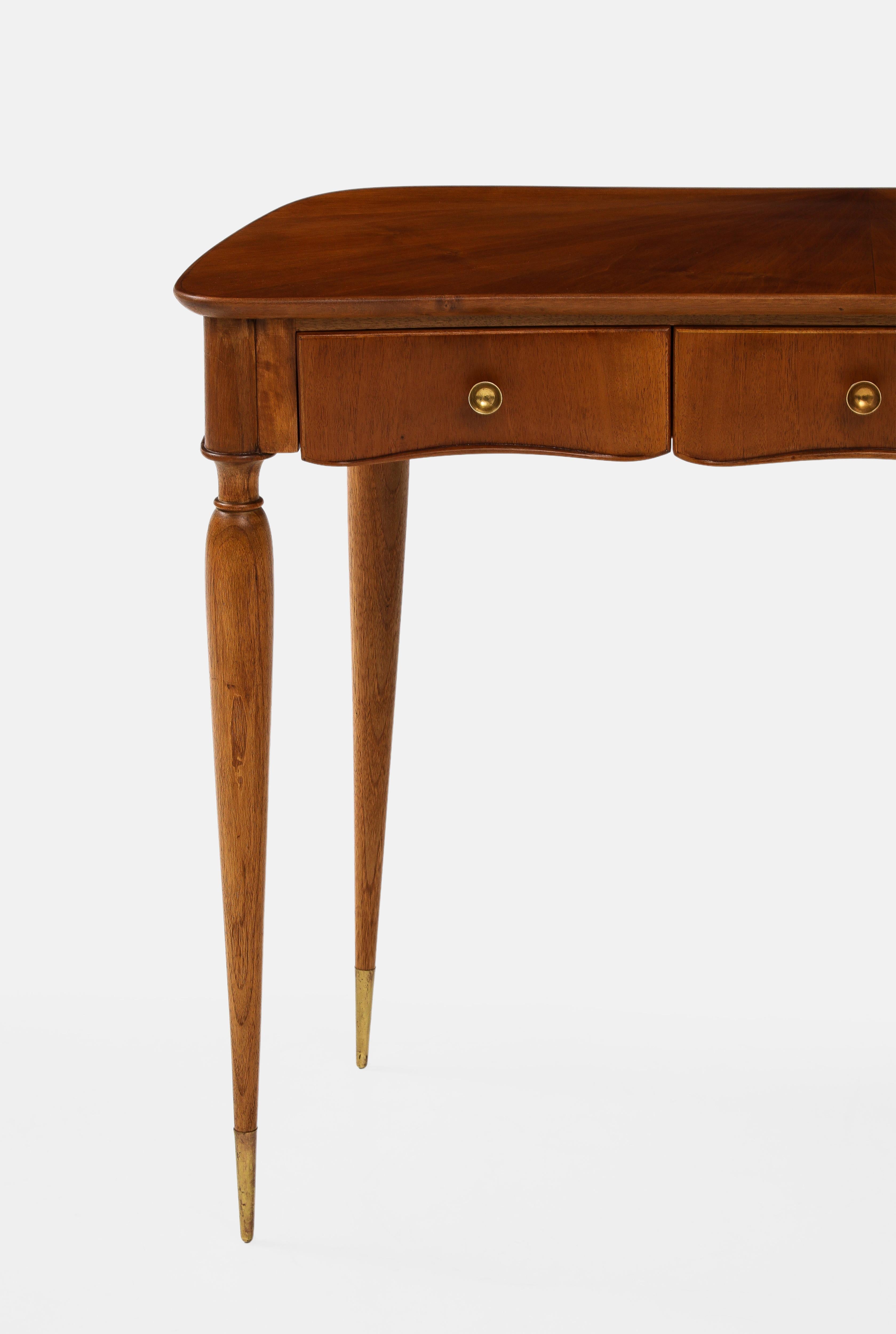 1950s Italian Walnut Wood Console or Vanity Dressing Table 2