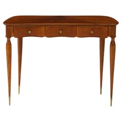 1950s Italian Walnut Wood Console or Vanity Dressing Table