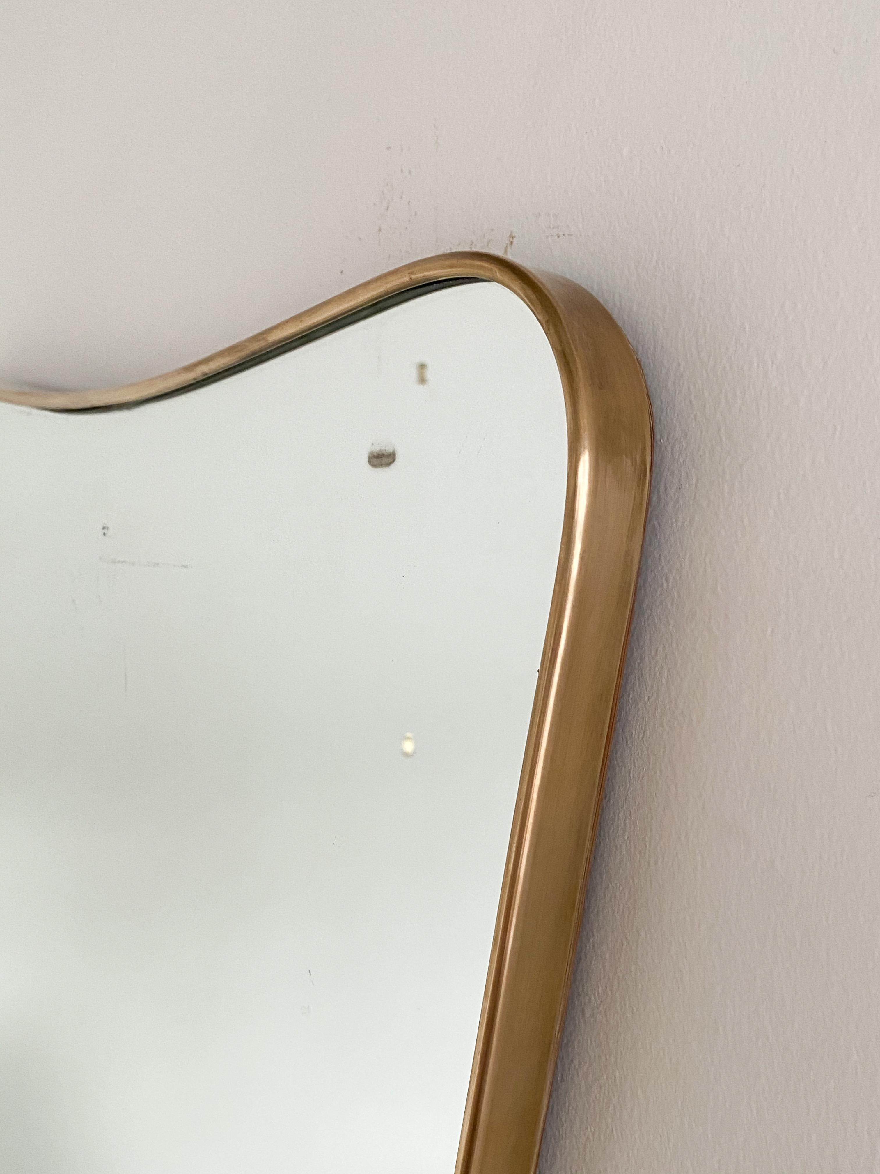 Mid-20th Century 1950s Italian Wavy Brass Mirror