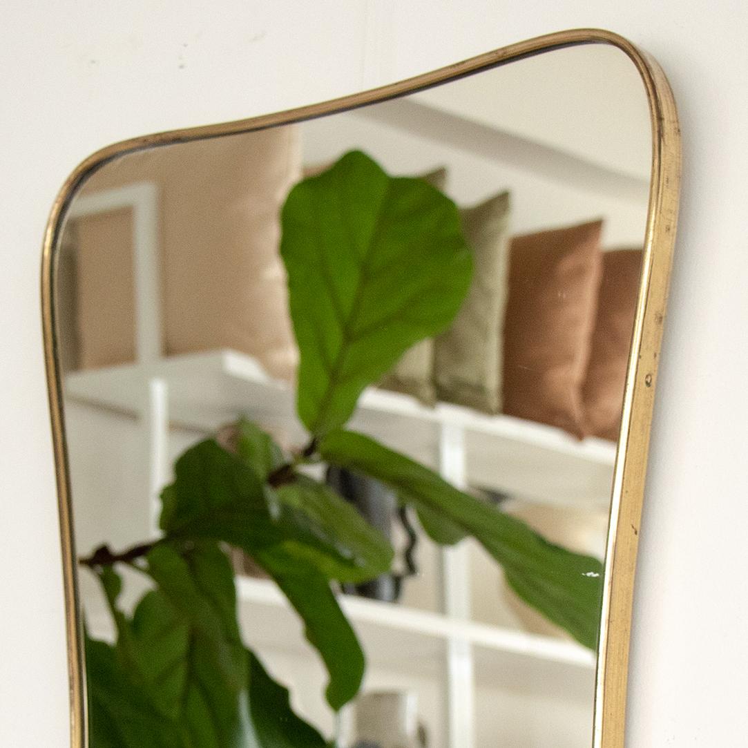 Mid-20th Century 1950s Italian Wavy Brass Mirror
