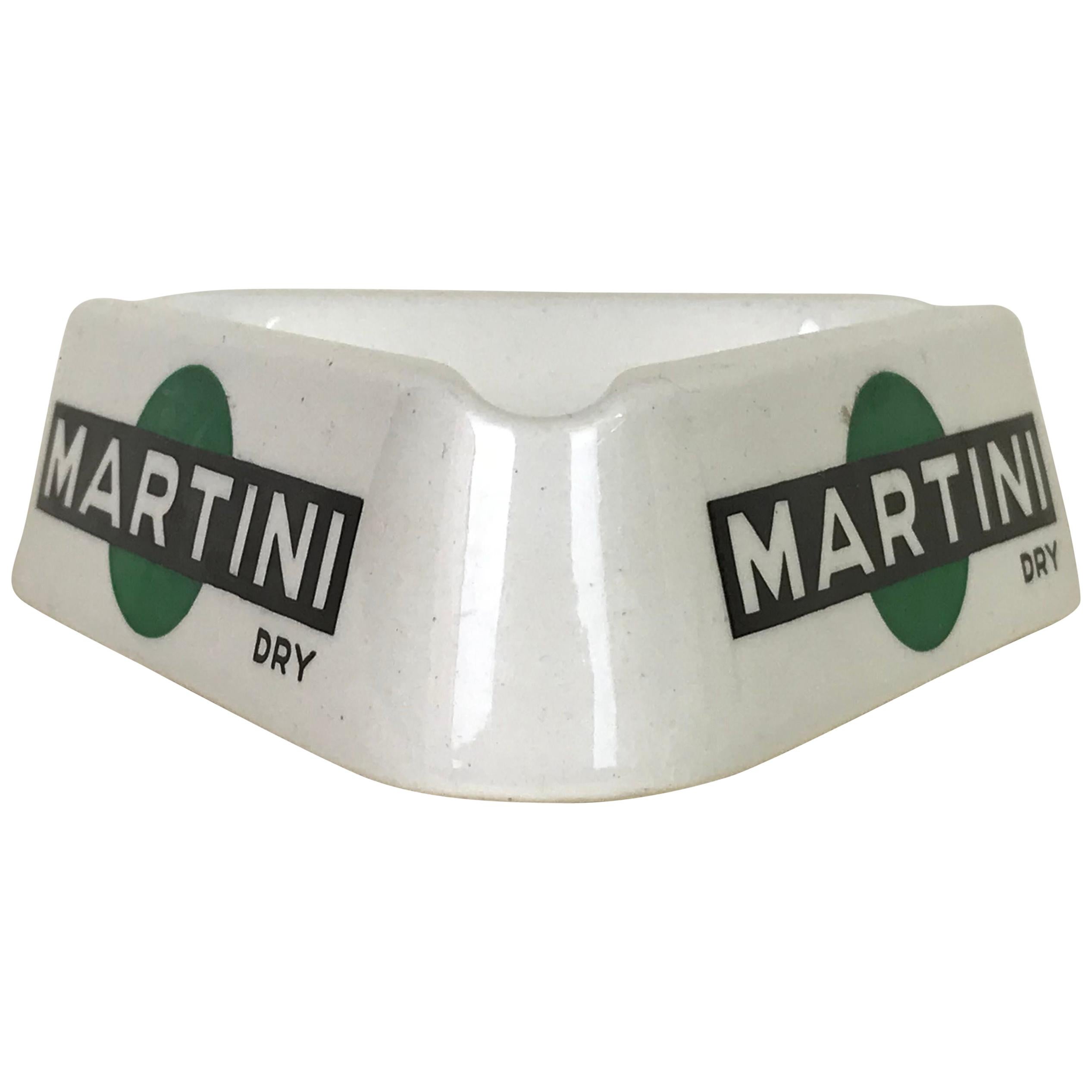 1950s Italian White Advertising Martini Dry Ashtray in Ceramic by Richard Ginori For Sale